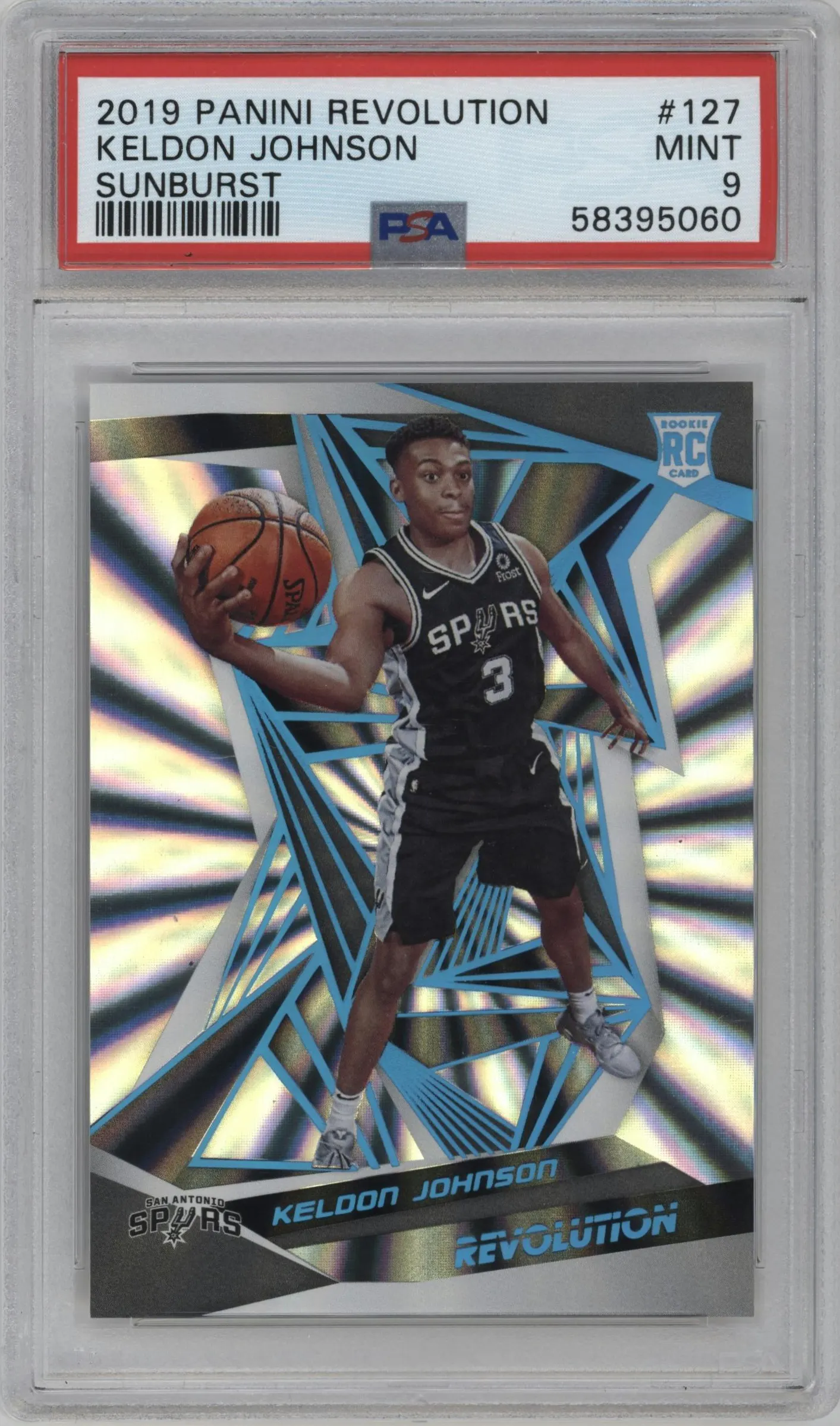 2019 Panini Revolution Keldon Johnson Sunburst PSA 9