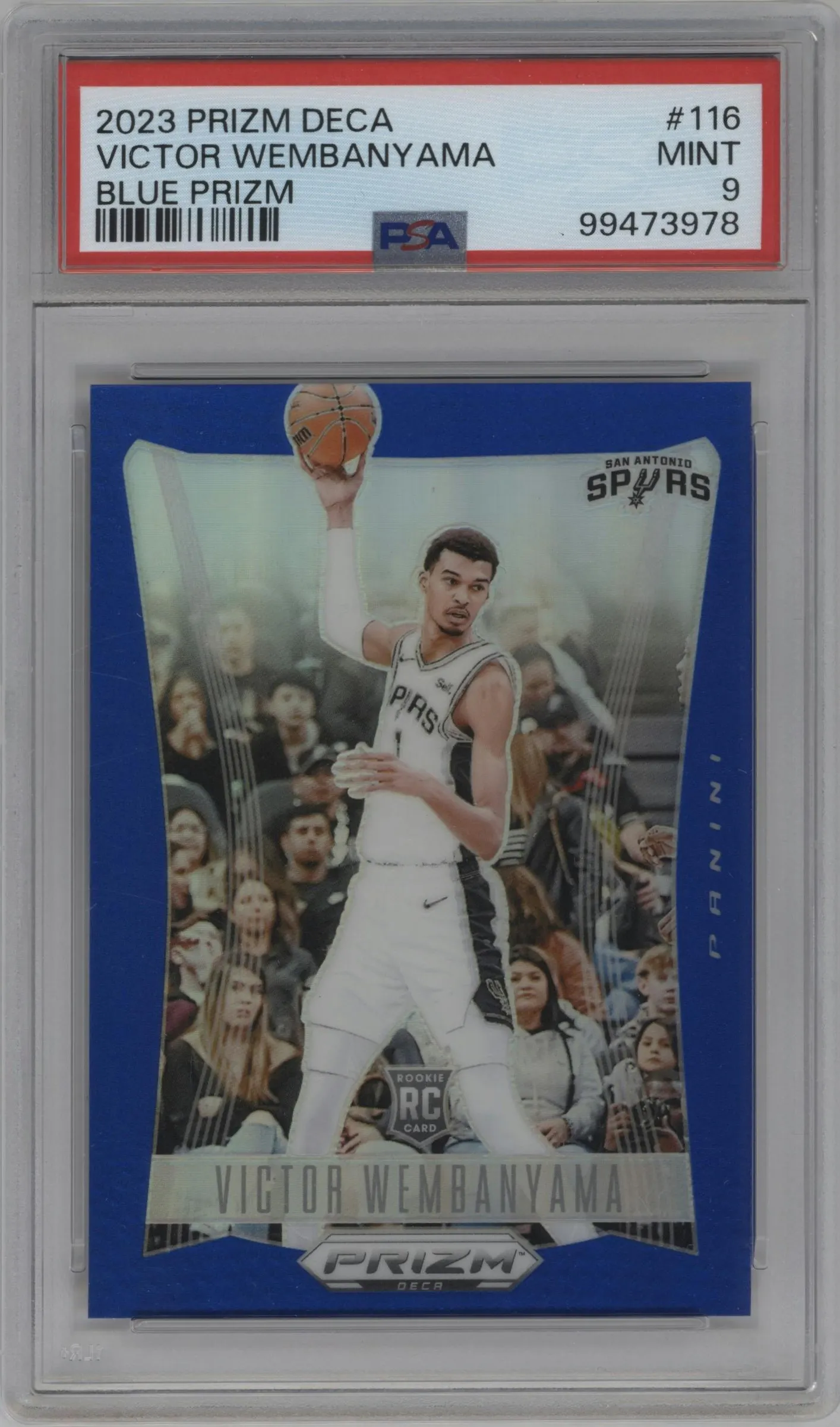 2023 Panini Prizm Deca Victor Wembanyama Blue Prizm #116 PSA 9