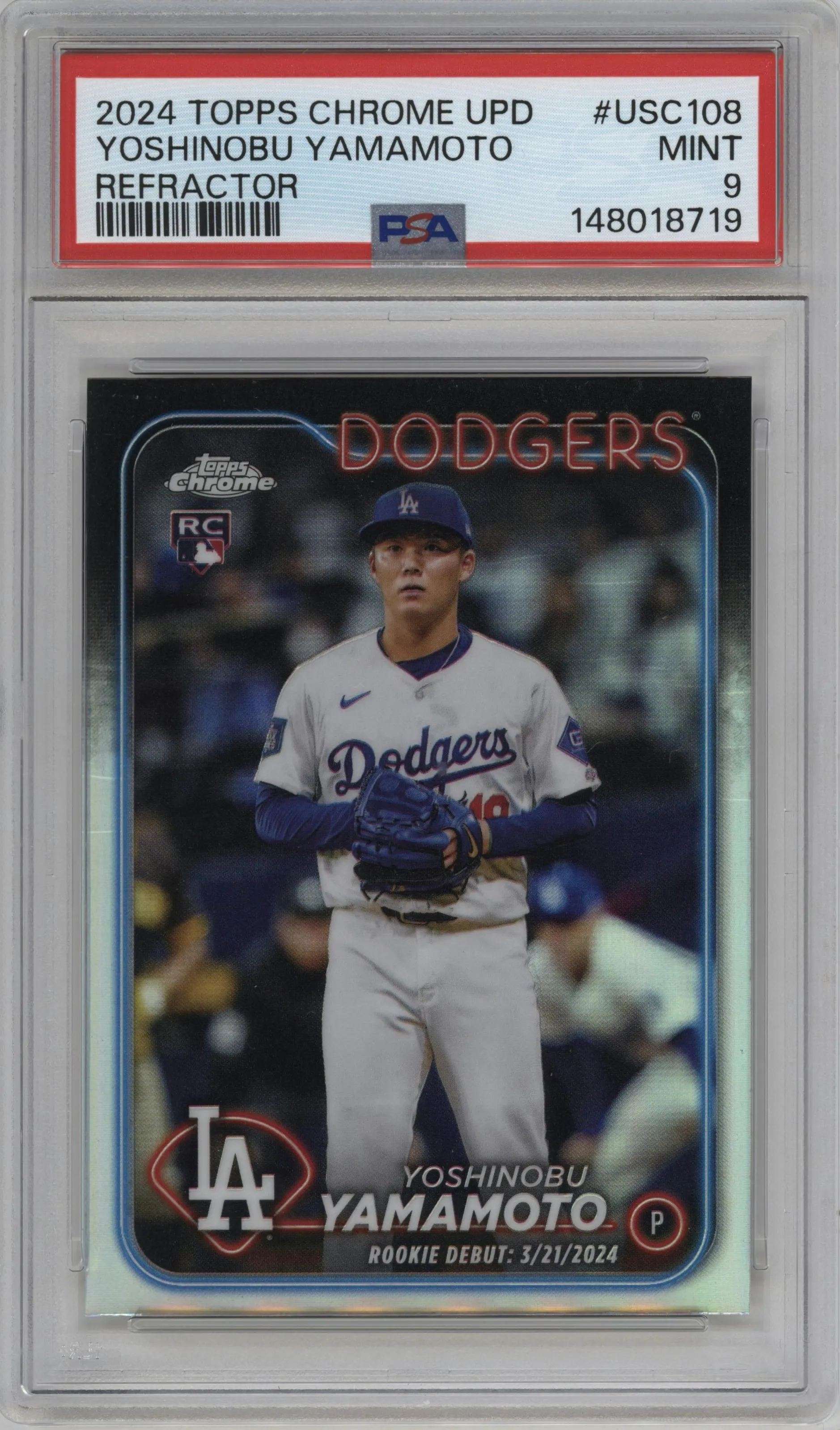 2024 Topps Chrome Update Yoshinobu Yamamoto Refractor PSA 9