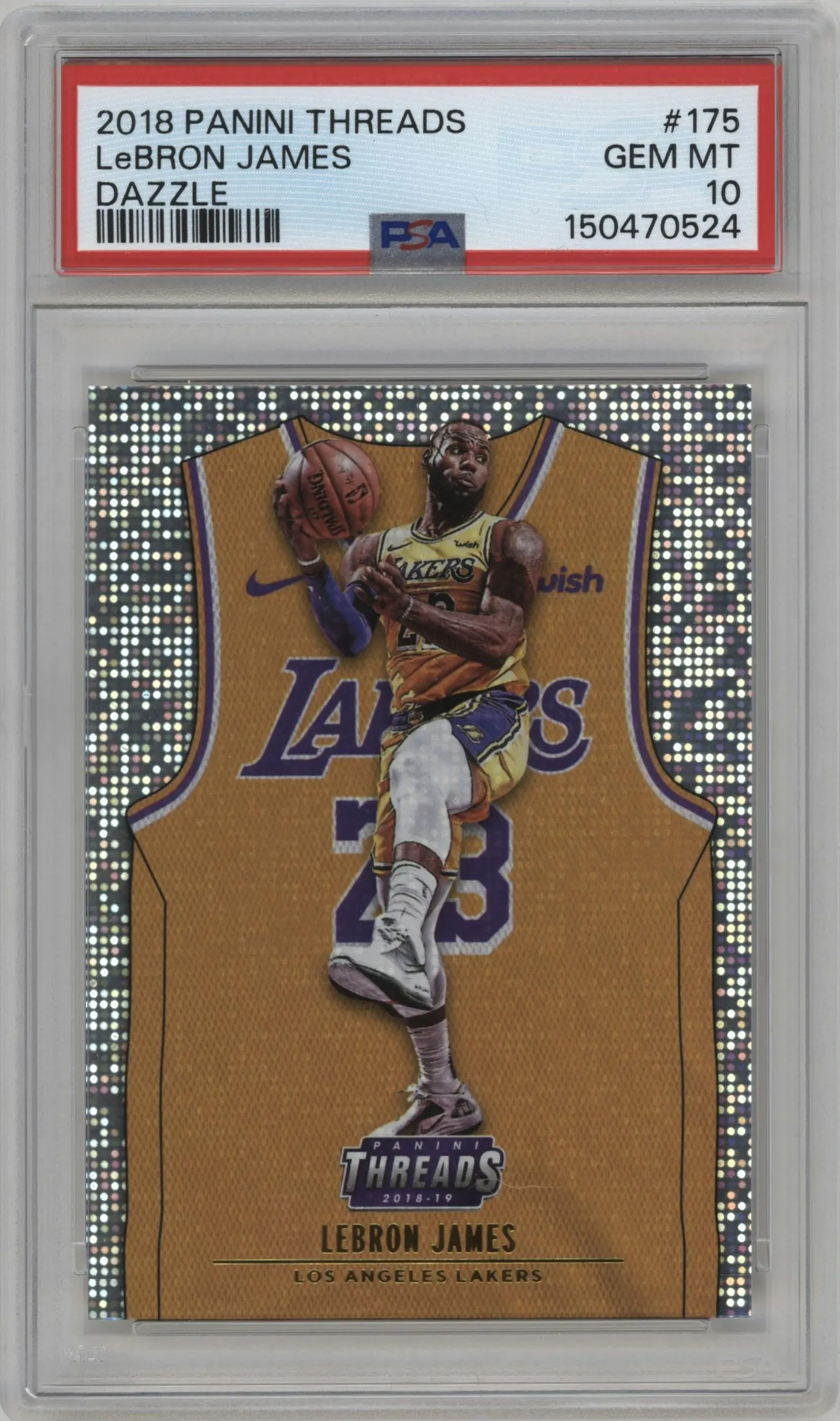 2018 Panini Threads SP Icon Jrsy. LeBron James Dazzle #175 PSA 10