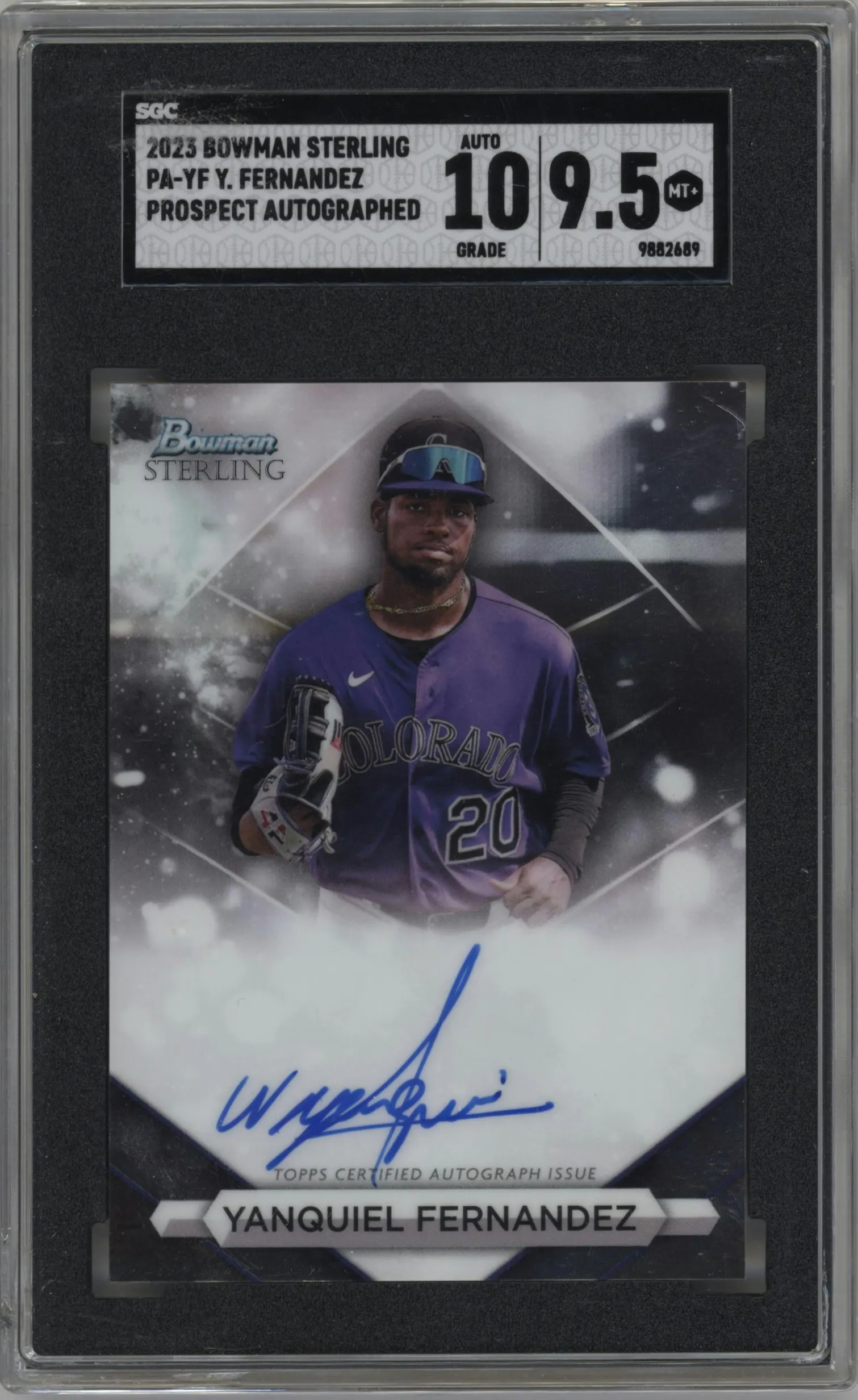 2023 Bowman Sterling Prospect Auto Yanquiel Fernandez #PA-YF SGC 9.5