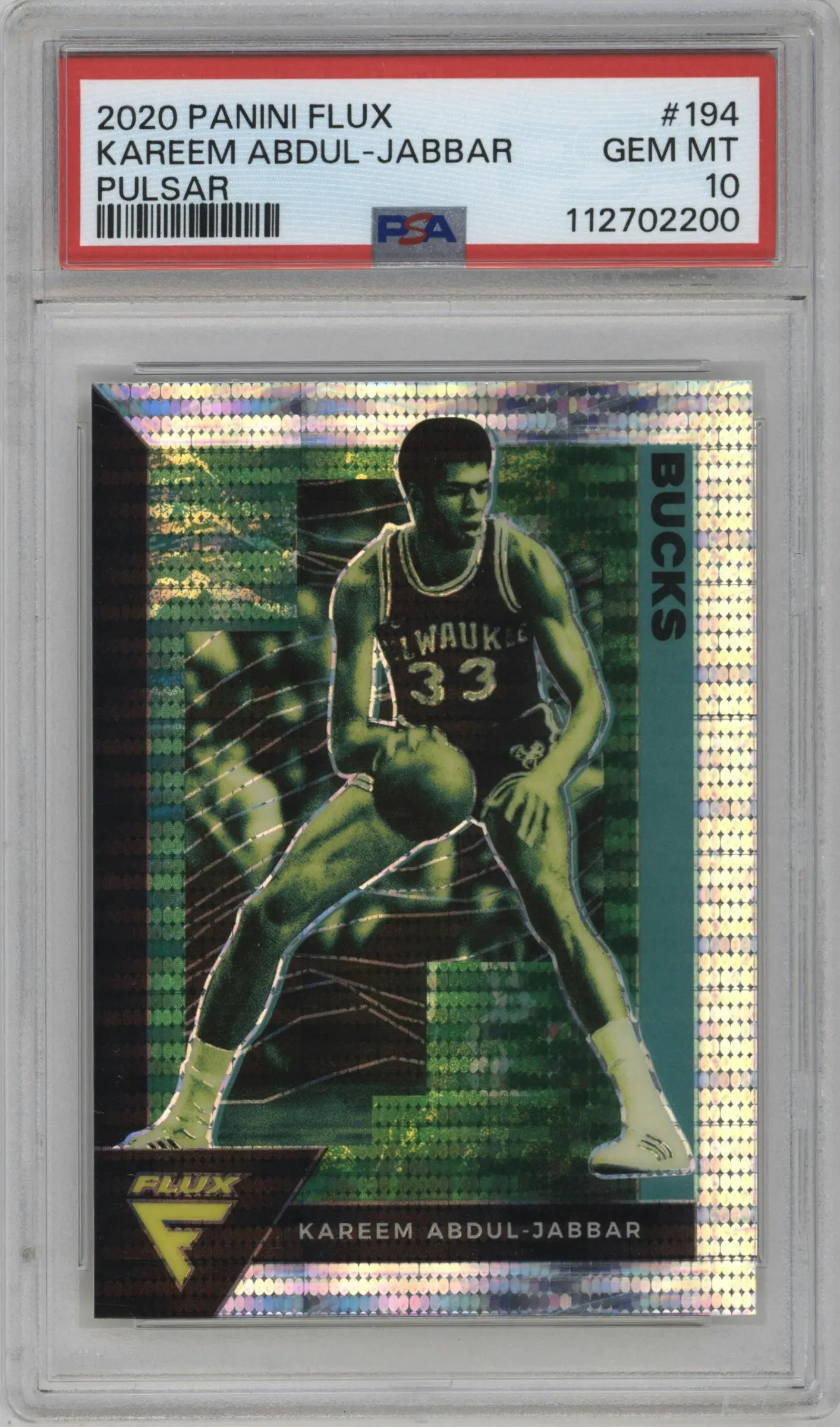 2020 Panini Flux Kareem Abdul-Jabbar Pulsar PSA 10