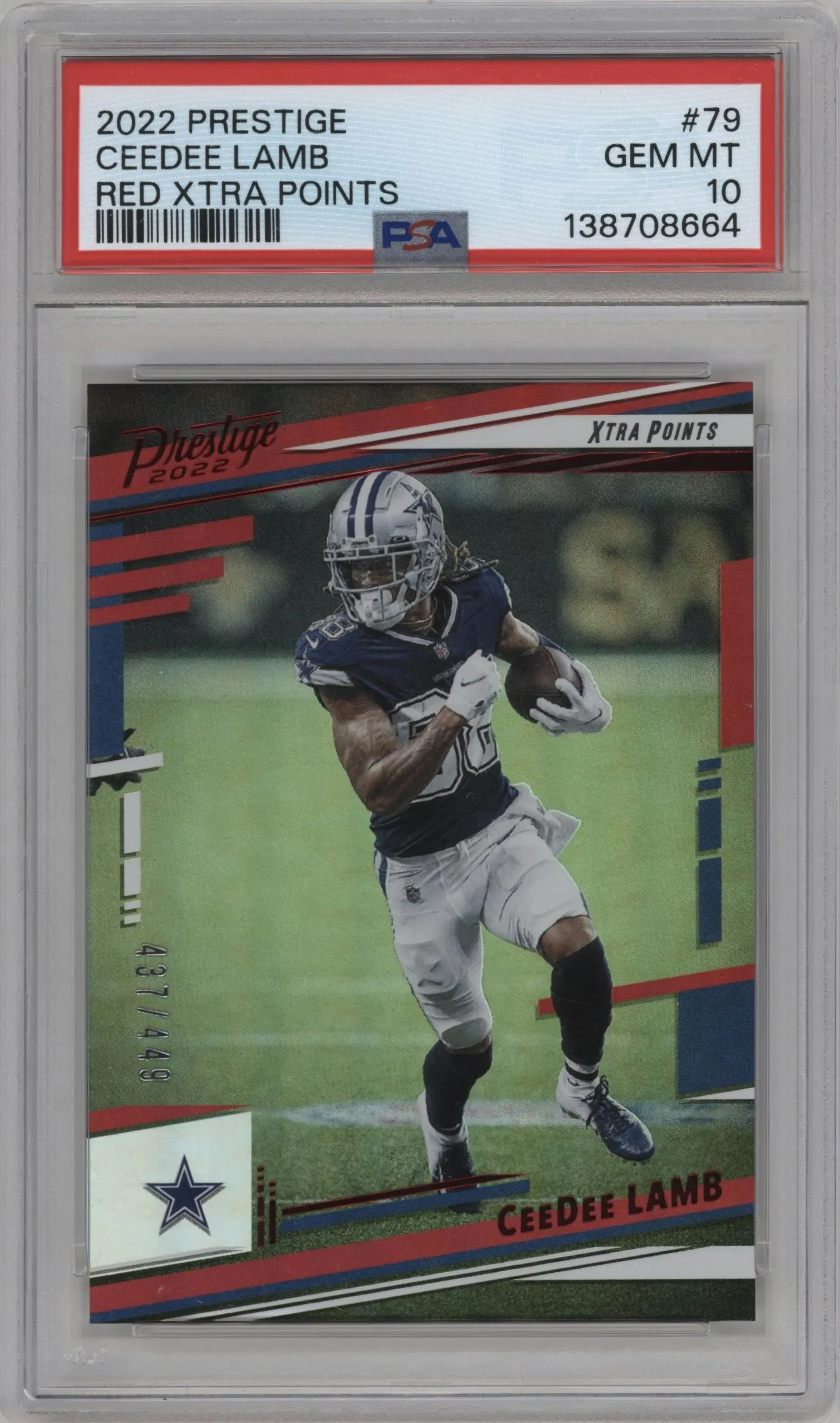 2022 Panini Prestige CeeDee Lamb Xtra Points Red #79 PSA 10