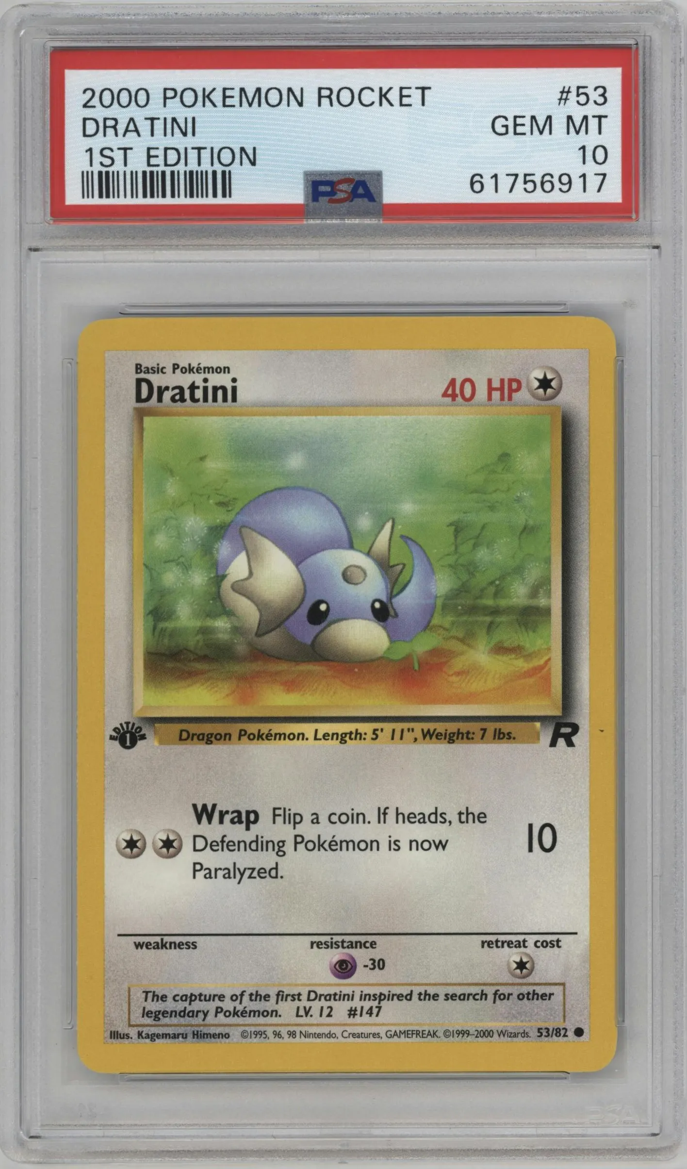 2000 Pokemon Team Rocket Dratini #53 PSA 10