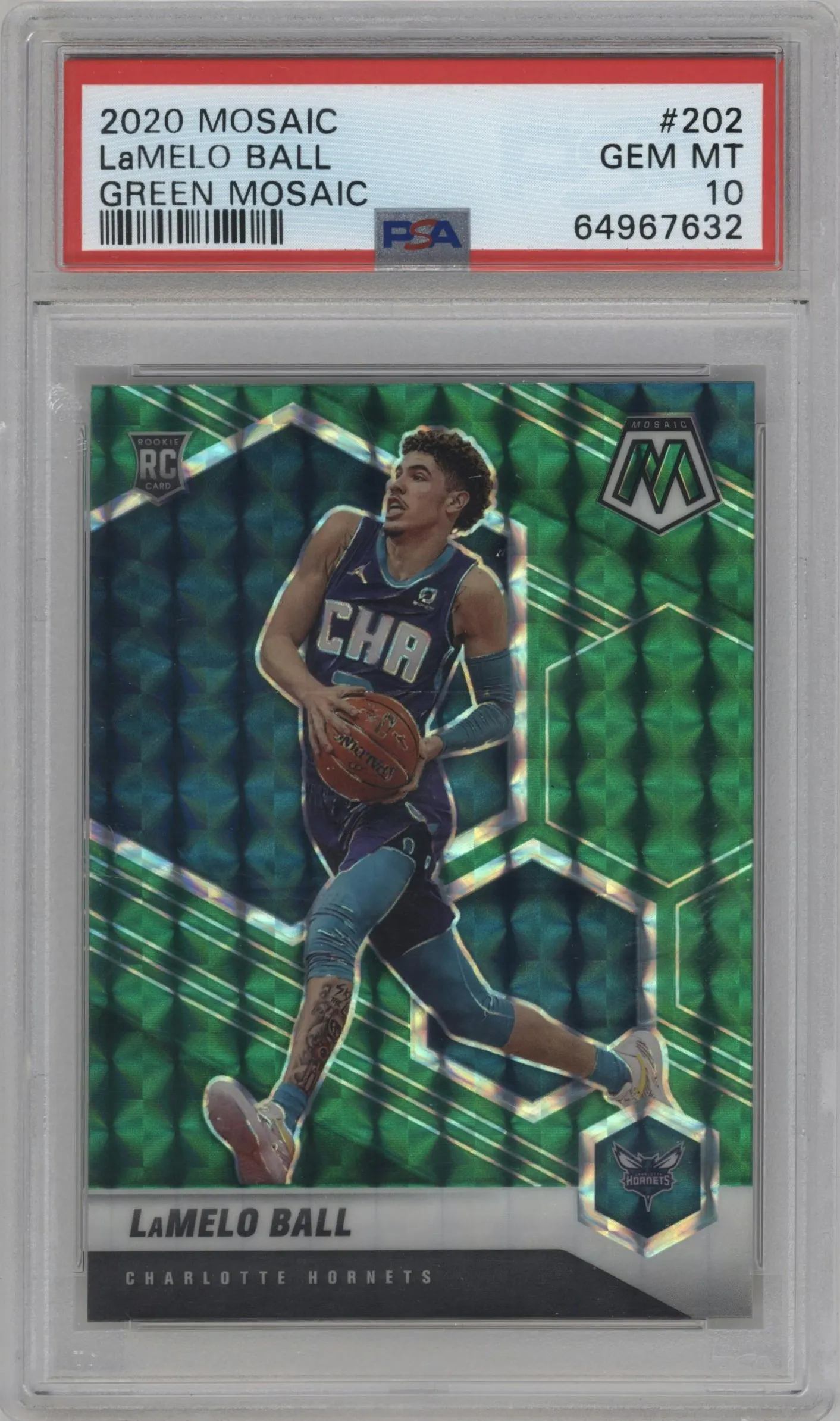 2020 Panini Mosaic LaMelo Ball Green Mosaic #202 PSA 10