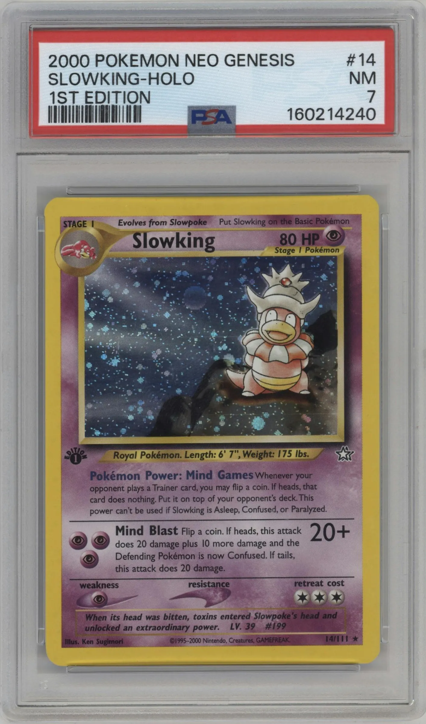2000 Pokemon Neo Genesis Slowking #14 PSA 7