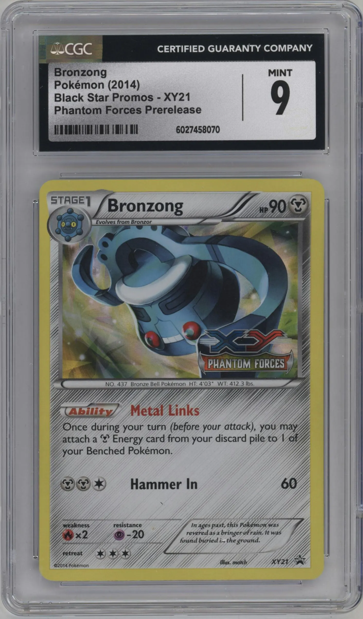 2014 Pokemon XY Bronzong Phantom Forces Prerelease #XY21 CGC 9