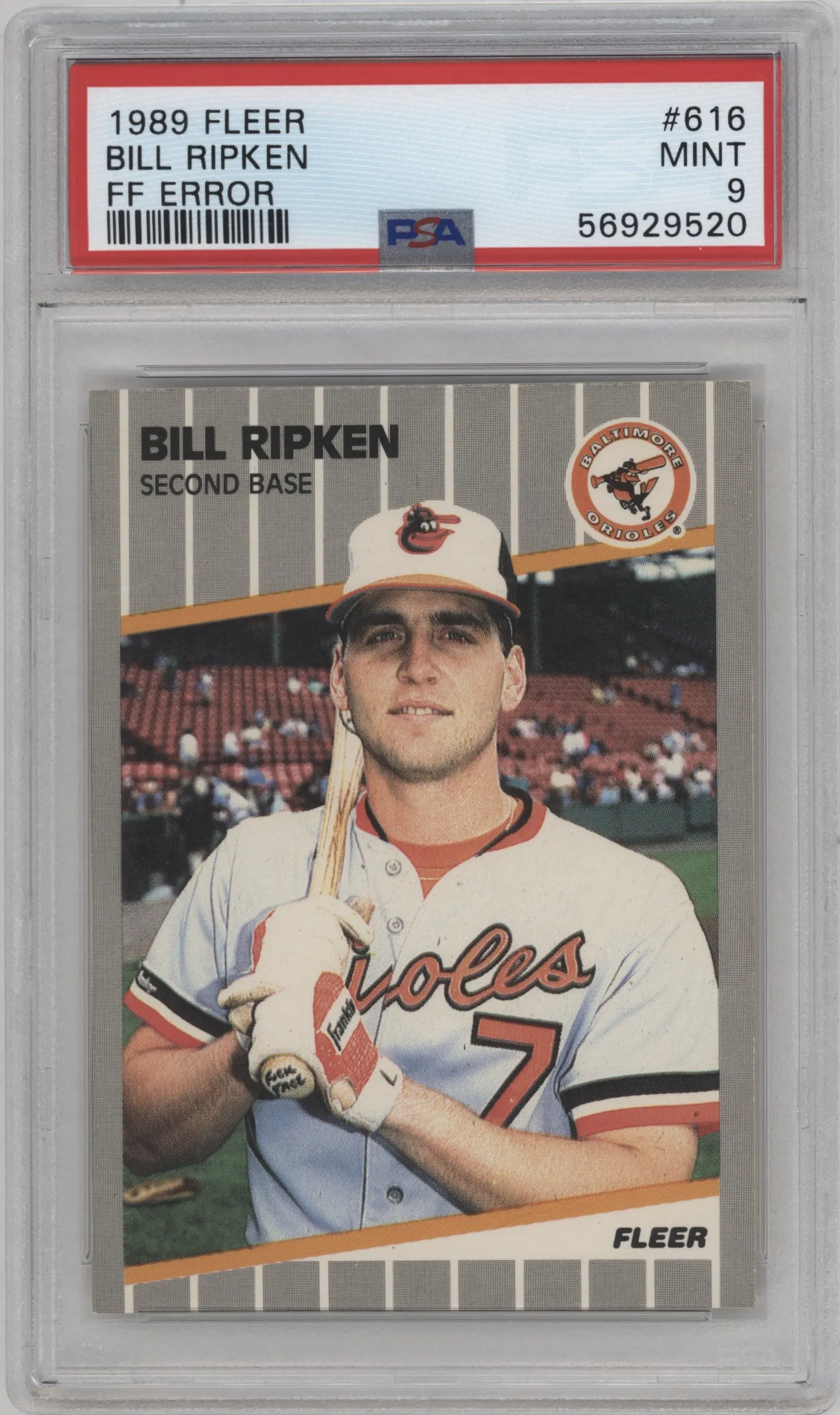 1989 Fleer Bill Ripken FF Error #616 PSA 9