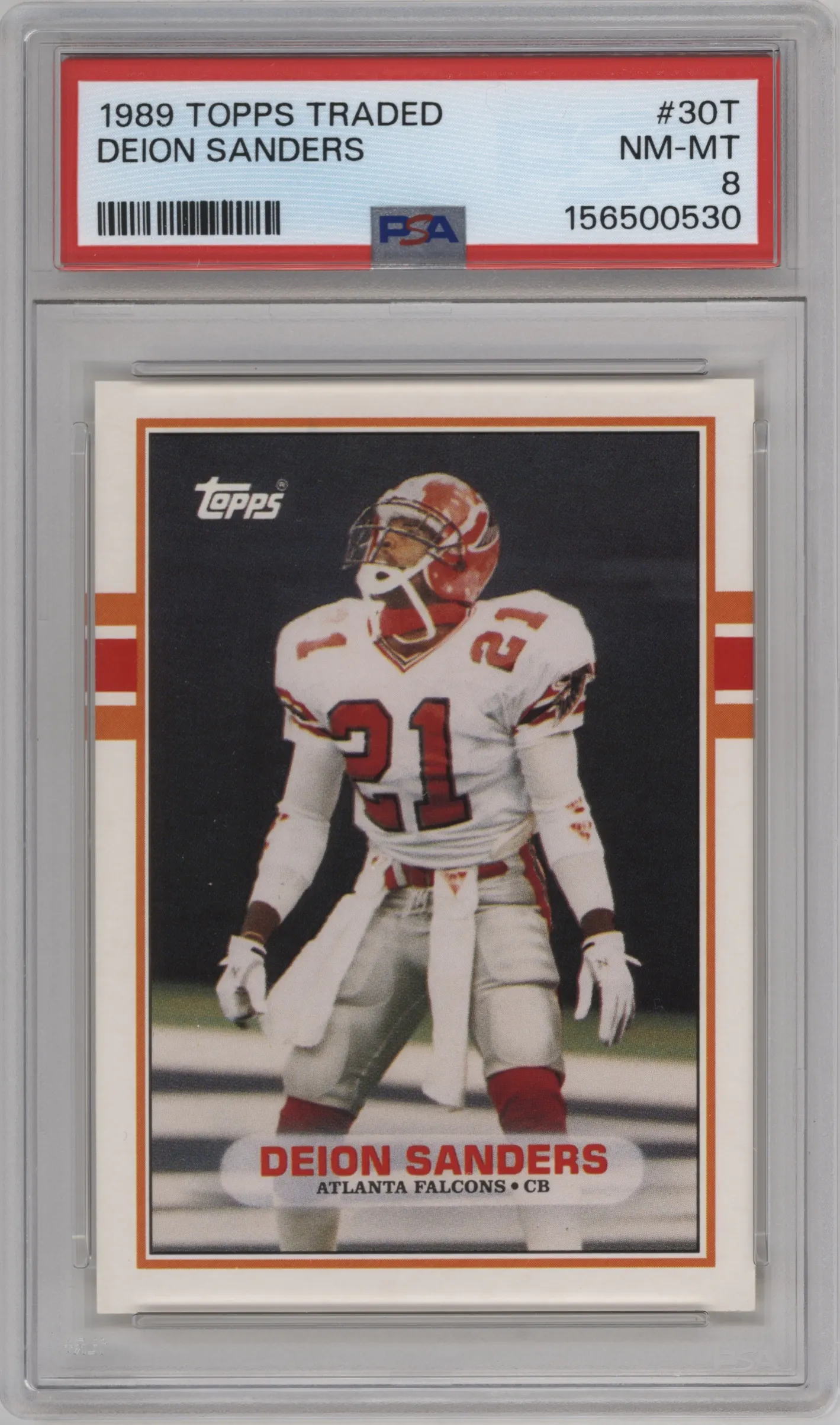 1989 Topps Traded Deion Sanders PSA 8