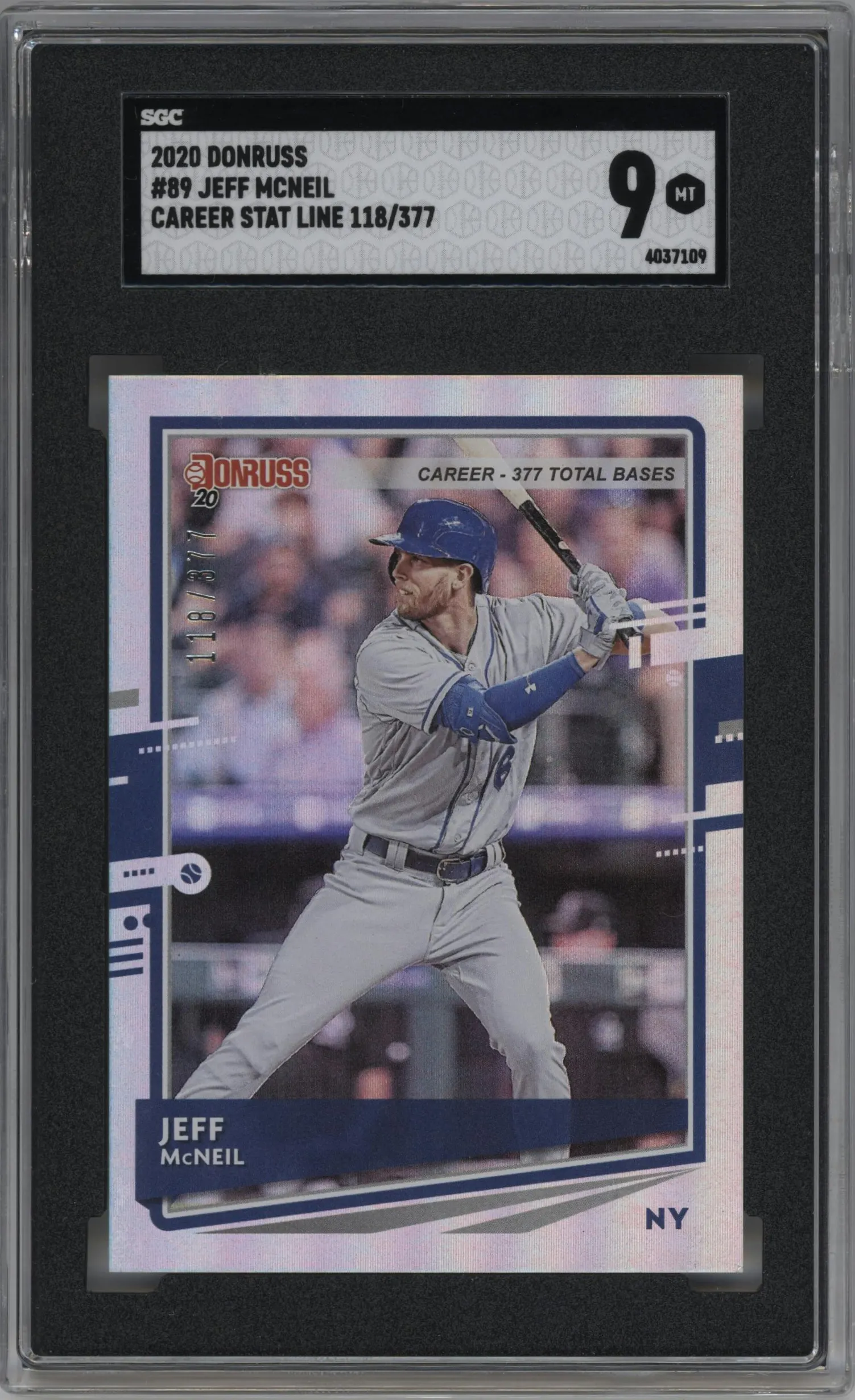 2020 Panini Donruss Jeff McNeil Career Stat Line #89 SGC 9