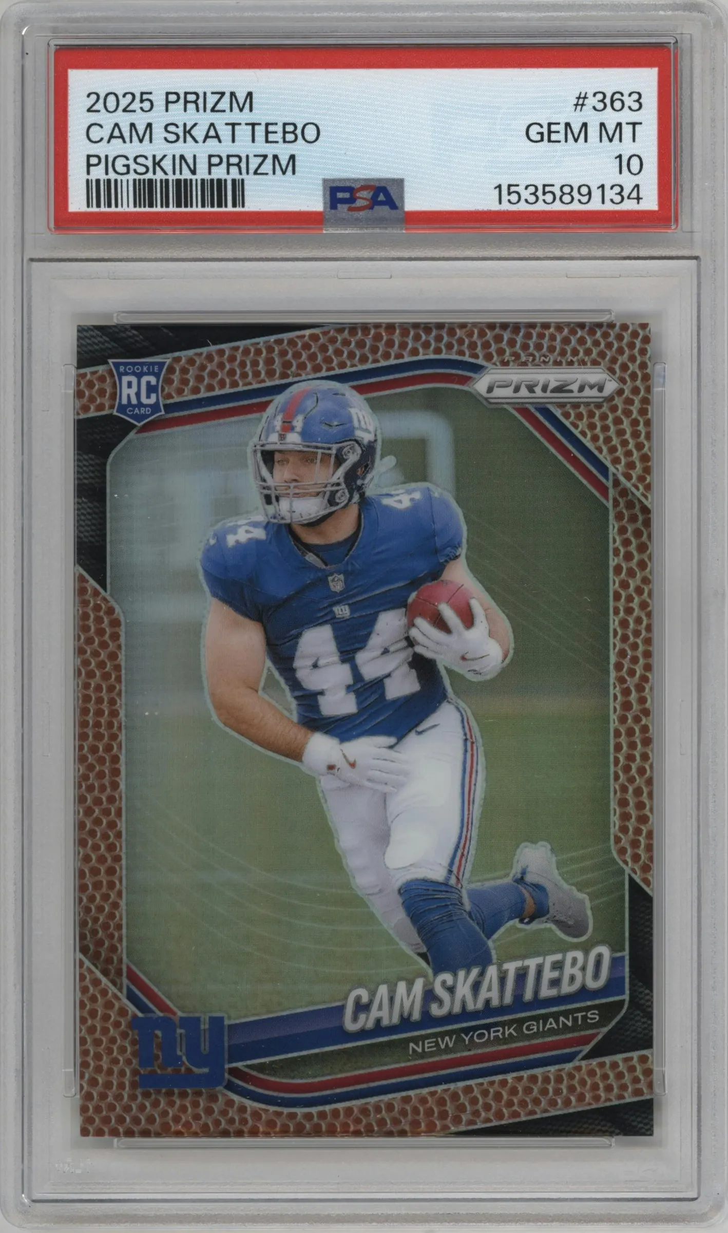 2025 Panini Prizm Cam Skattebo Pigskin Prizm #363 PSA 10