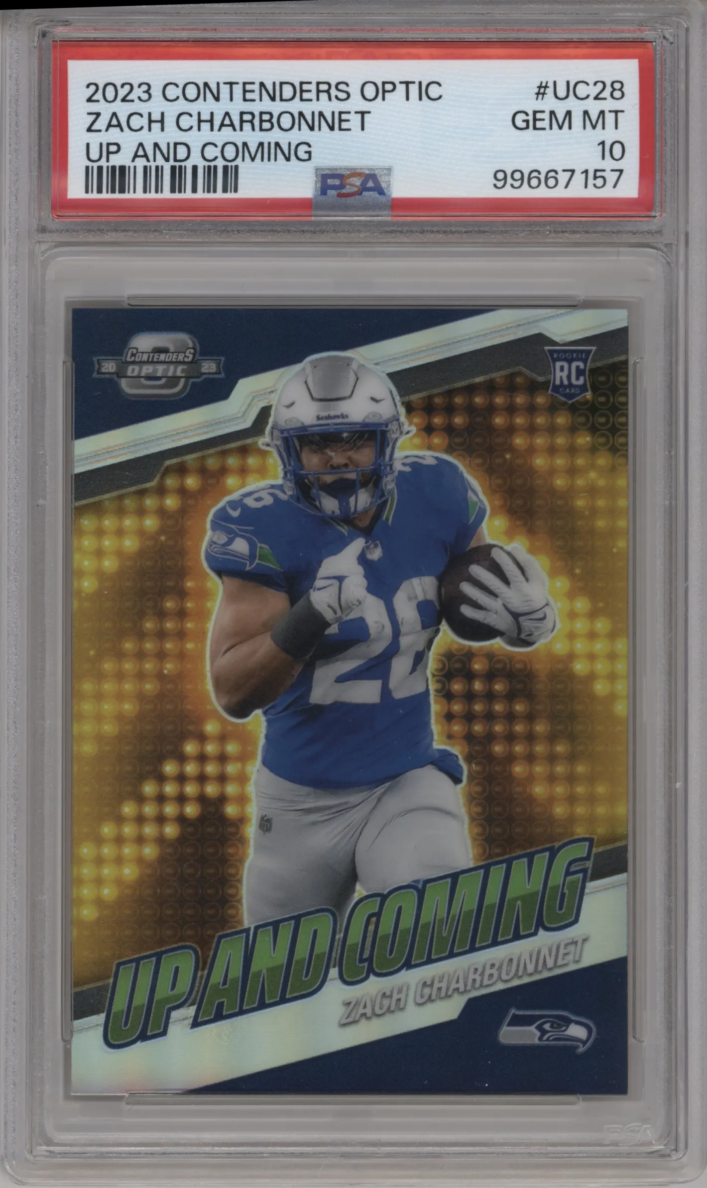 2023 Panini Contenders Optic Up and Coming Zach Charbonnet PSA 10
