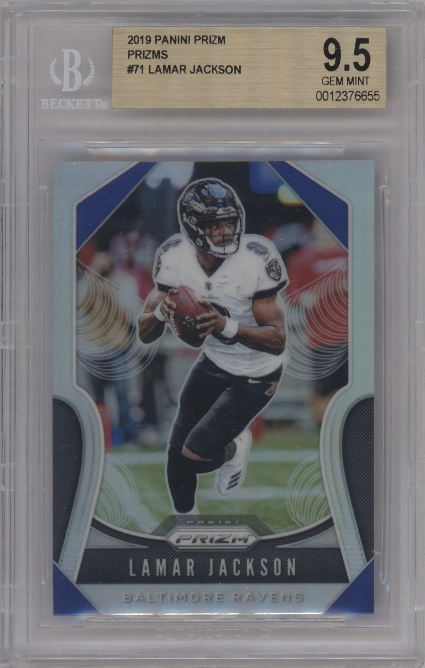 2019 Panini Prizm Lamar Jackson Prizm #71 BGS 9.5