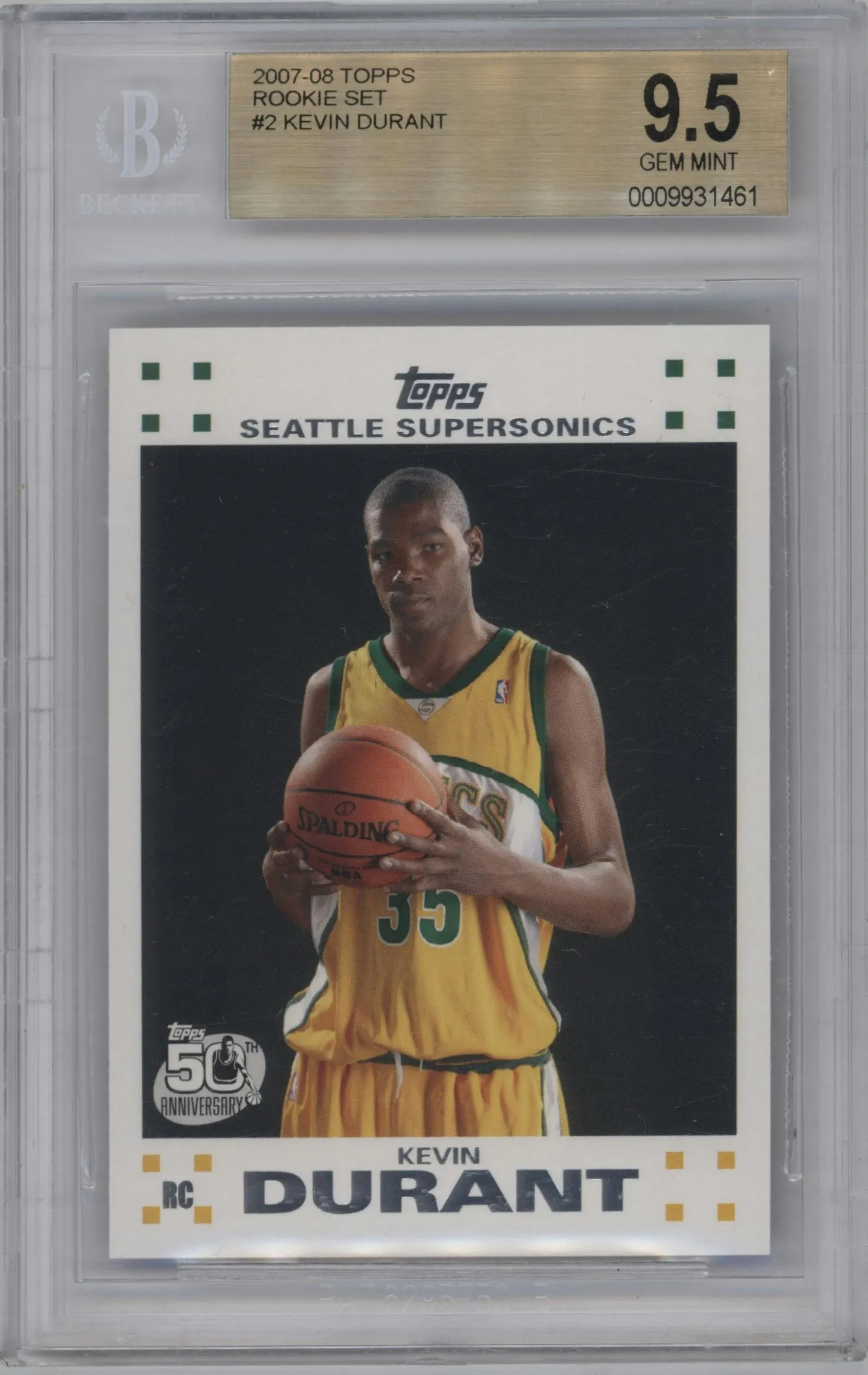 2007 Topps Rookie Set Kevin Durant BGS 9.5