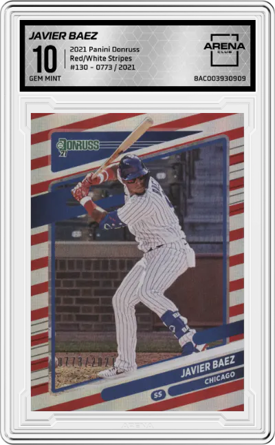 2021 Panini Donruss Javier Baez Red/White Stripes ARENA CLUB 10