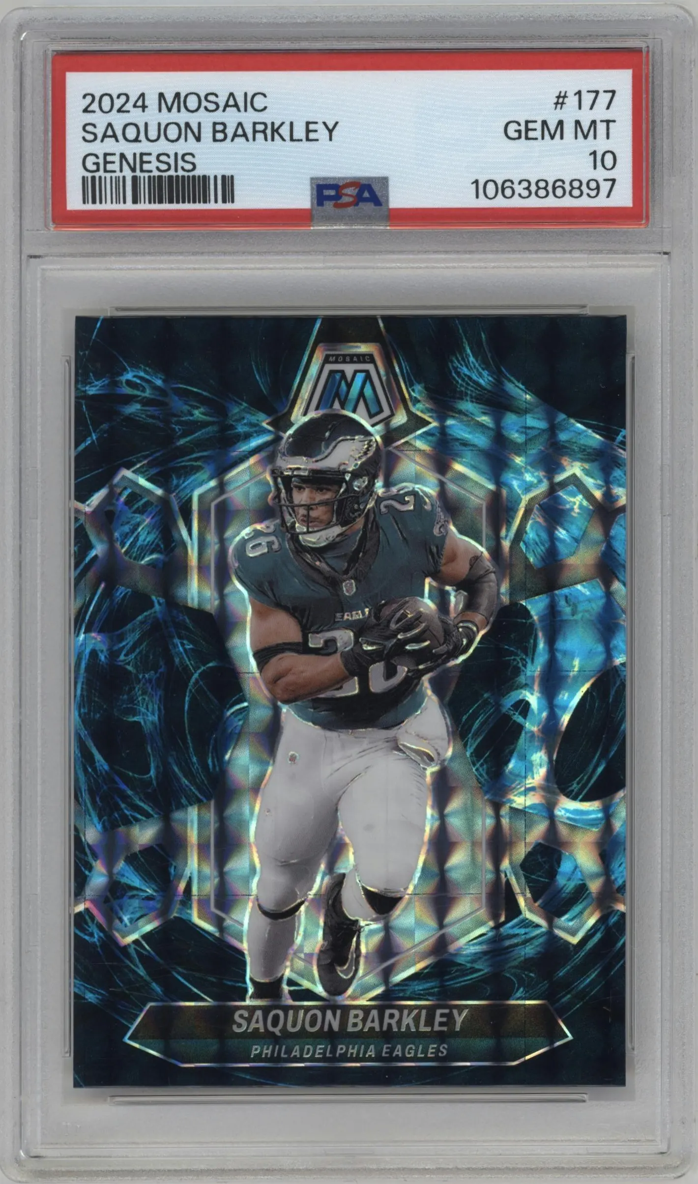 2024 Panini Mosaic Saquon Barkley Genesis #177 PSA 10