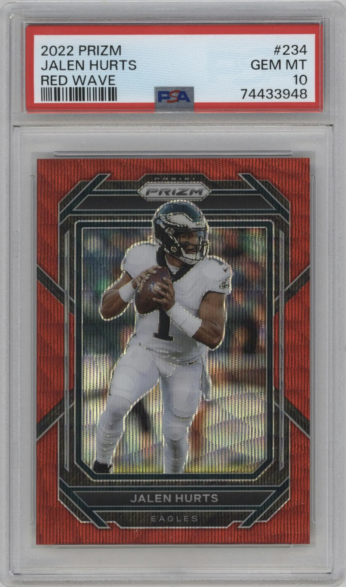 2022 Panini Prizm Jalen Hurts Red Wave #234 PSA 10