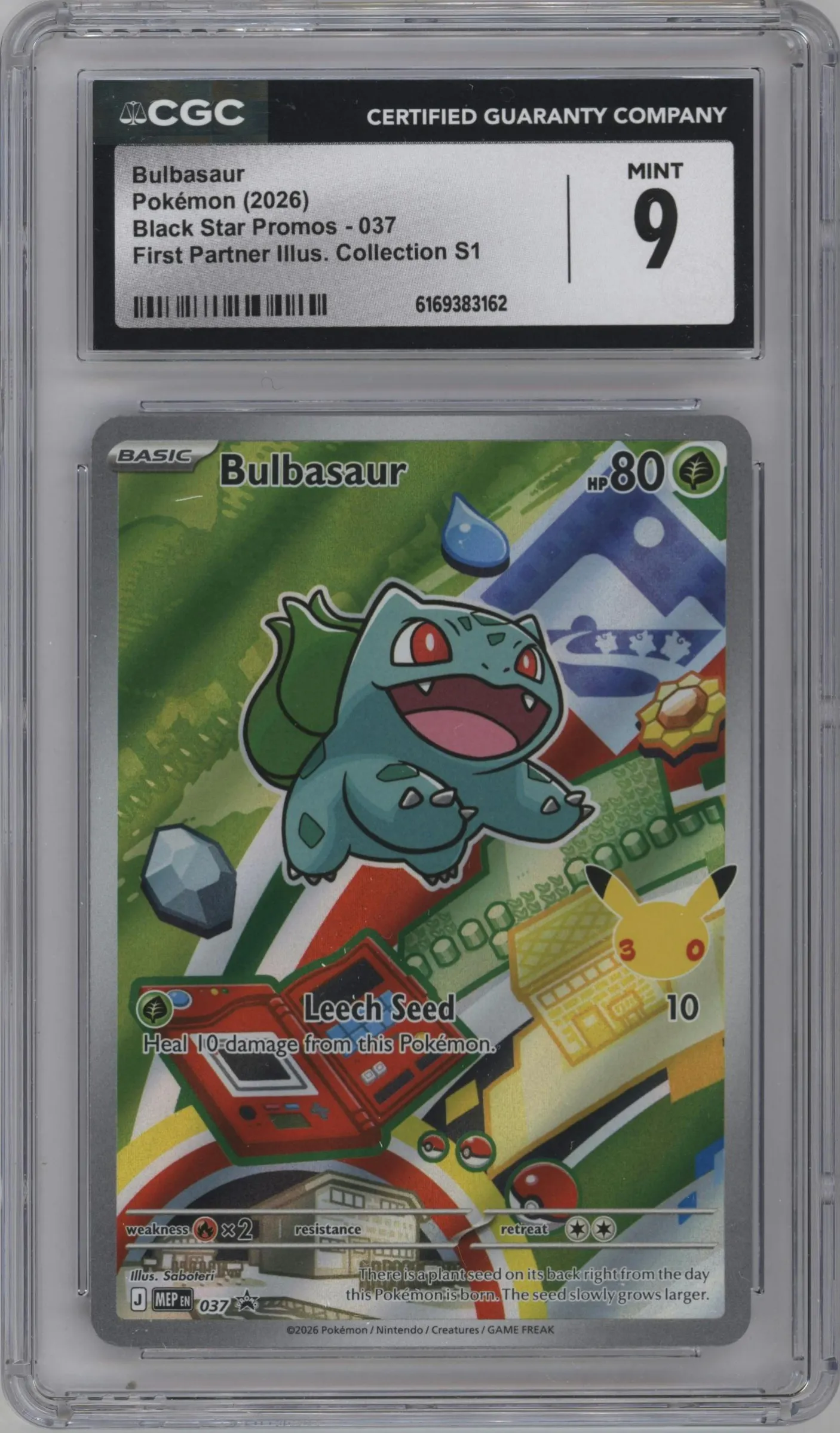 2026 Pokemon Mega Evolution Bulbasaur First Partner Illustration Collection Series 1 #037 CGC 9