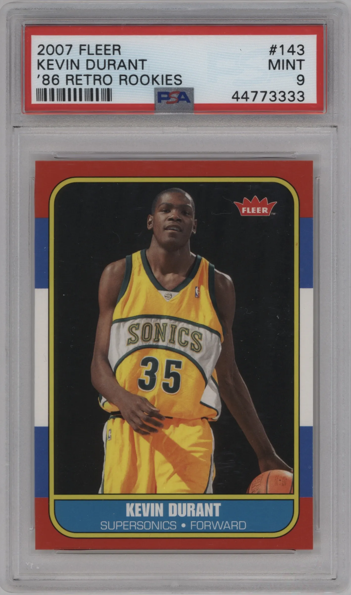 2007 Fleer 1986-87 Retro Rookies Kevin Durant #86R-143 PSA 9