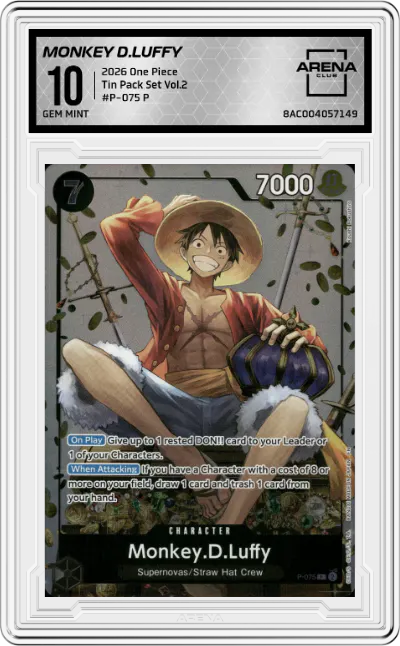 2026 One Piece Tin Pack Set Vol.2 Monkey D.Luffy P #P-075 P ARENA CLUB 10
