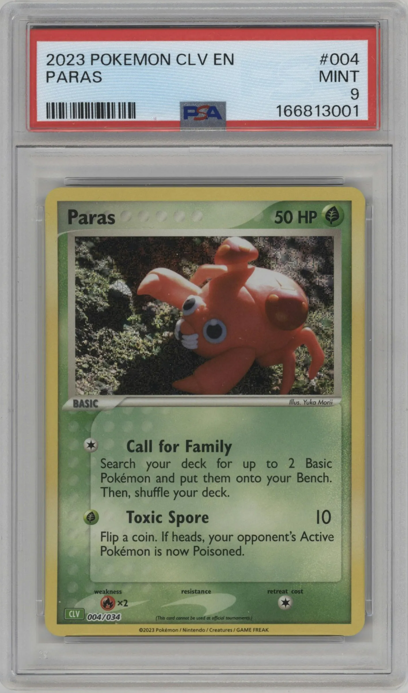 2023 Pokemon CLV Paras #004 PSA 9