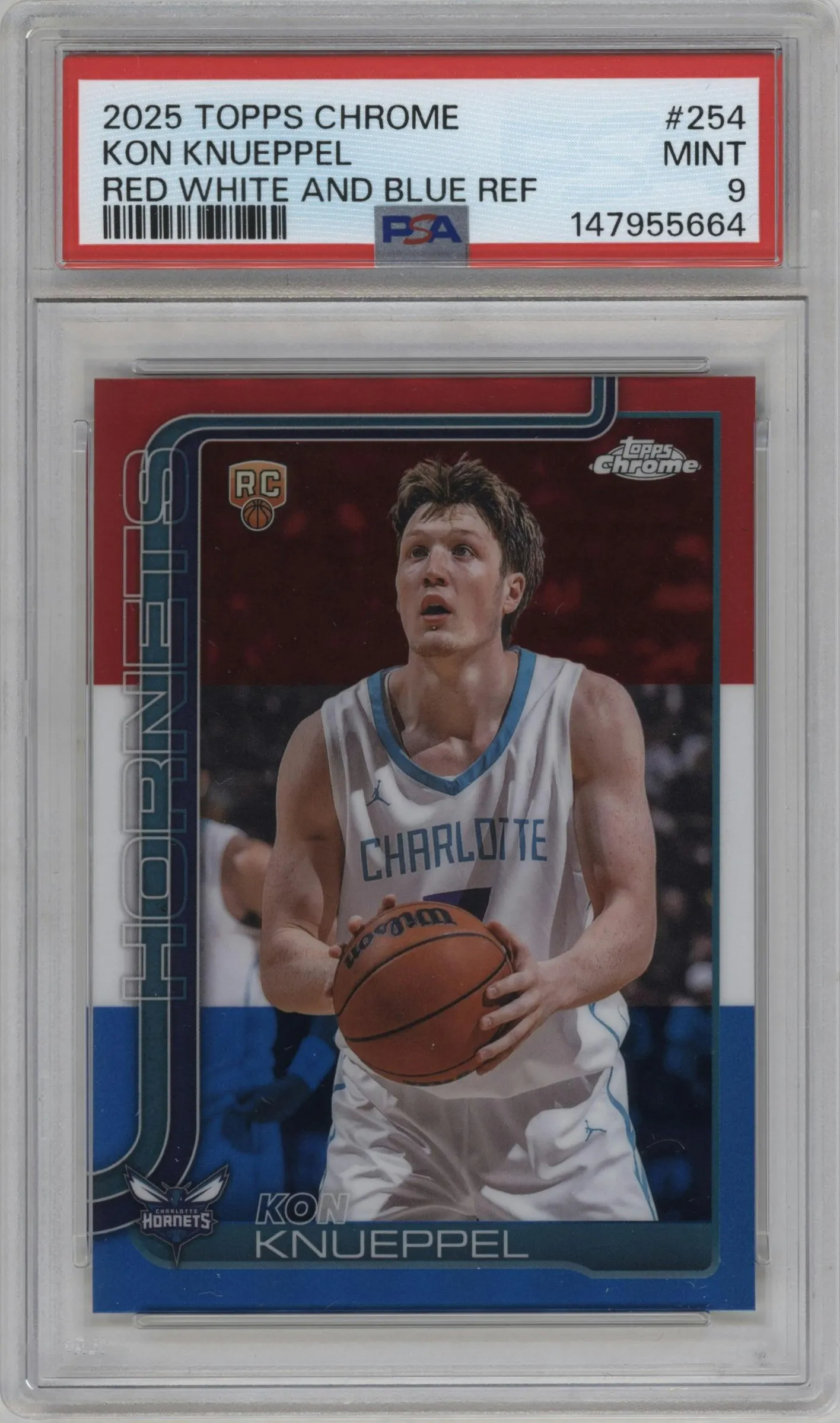 2025 Topps Chrome Kon Knueppel Red/White/Blue Refractor #254 PSA 9