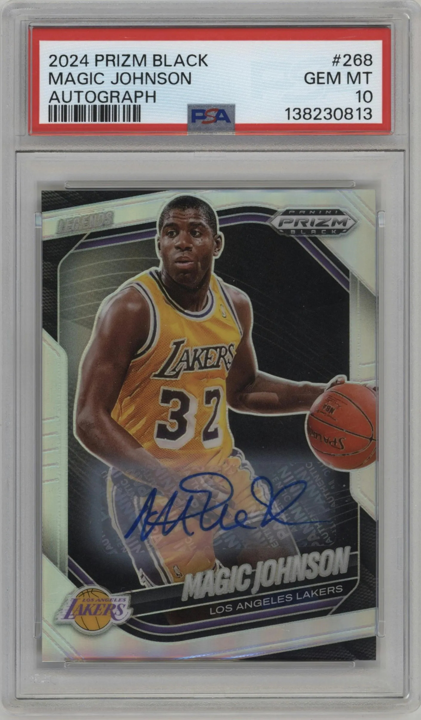 2024 Panini Prizm Black Autograph Magic Johnson #268 PSA 10