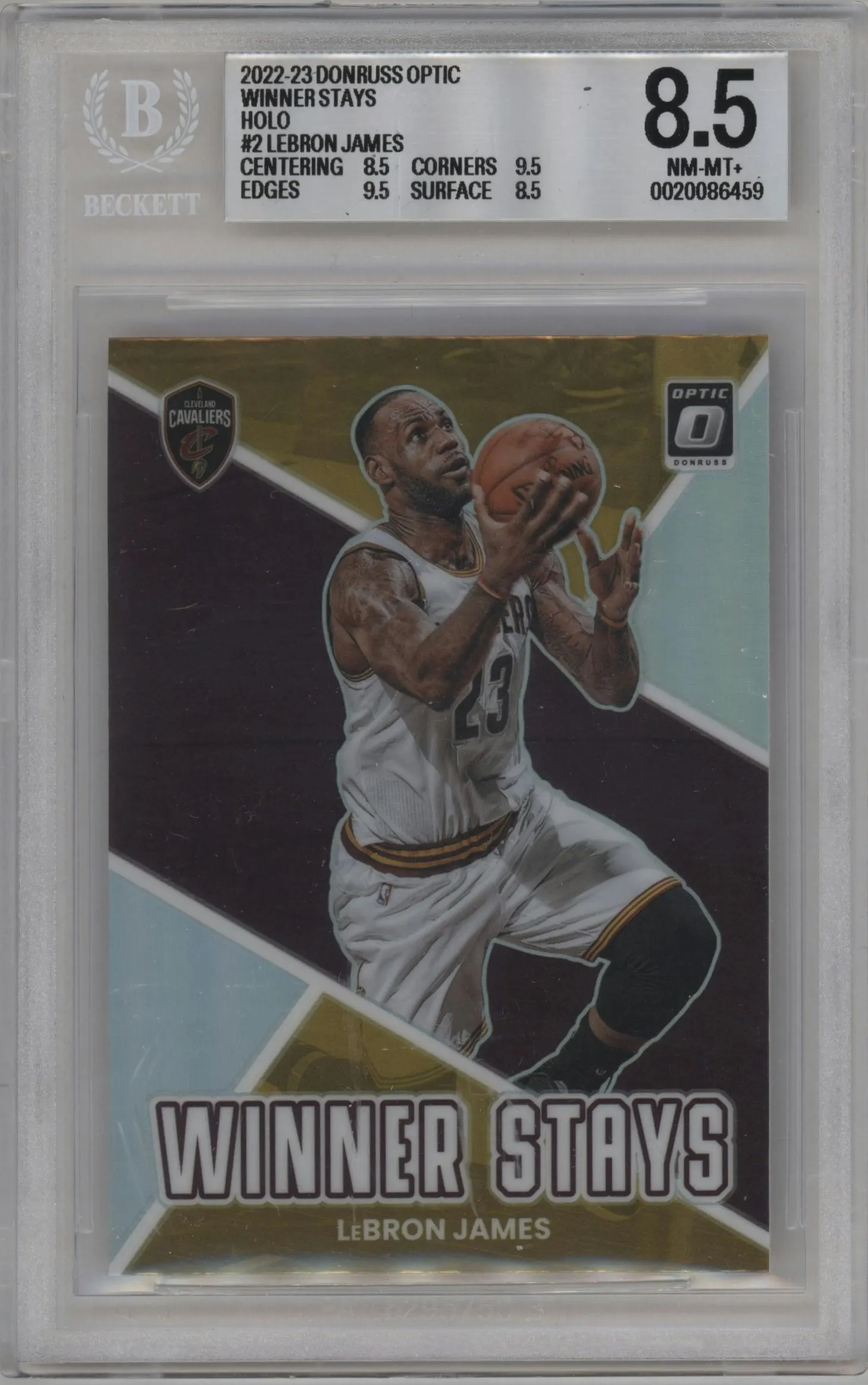 2022 Panini Donruss Optic Winner Stays LeBron James Holo #2 BGS 8.5