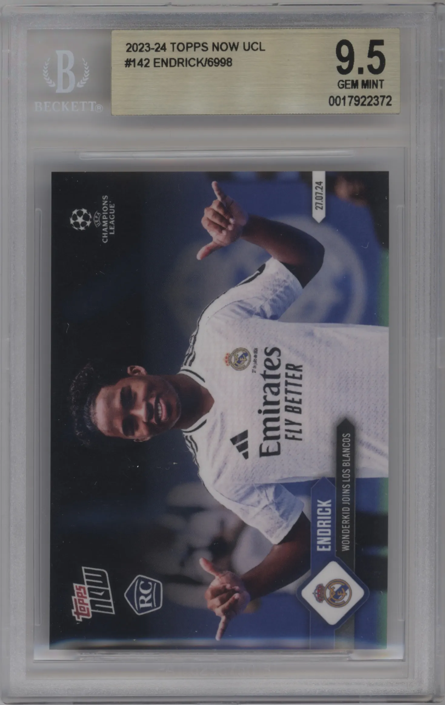 2023 Topps Now UEFA Champions League Endrick #142 BGS 9.5