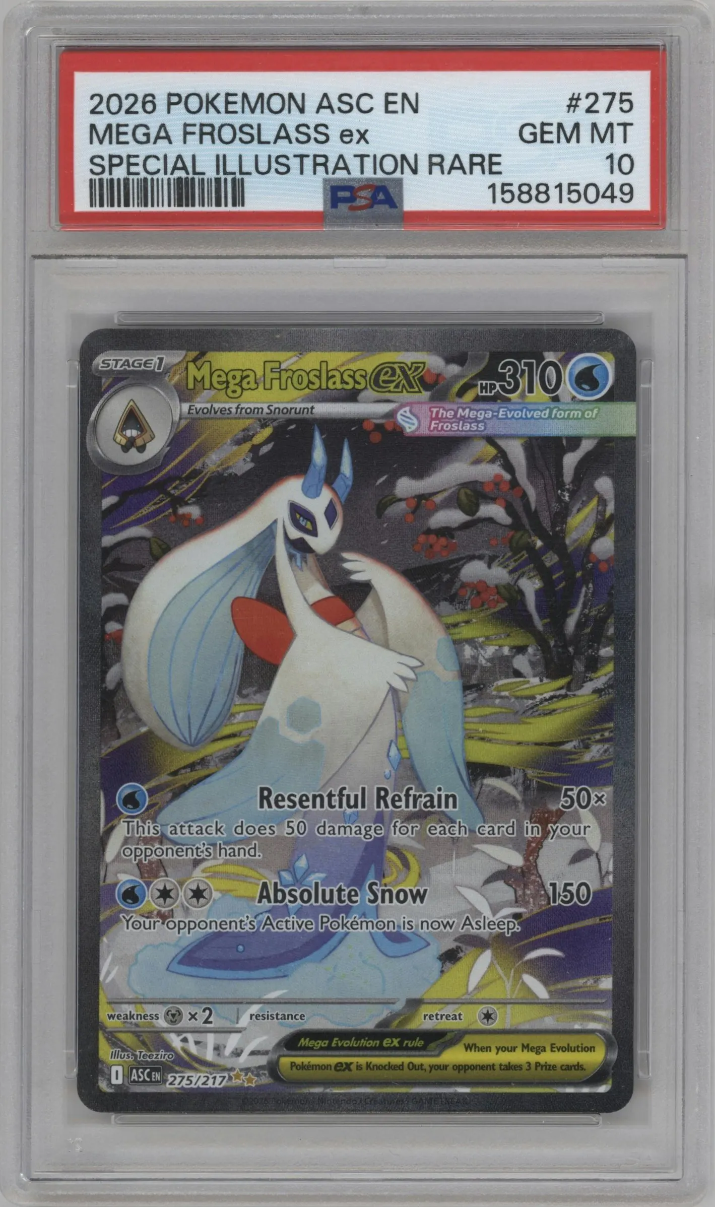 2026 Pokemon Mega Evolution Ascended Heroes Mega Froslass ex #275 PSA 10