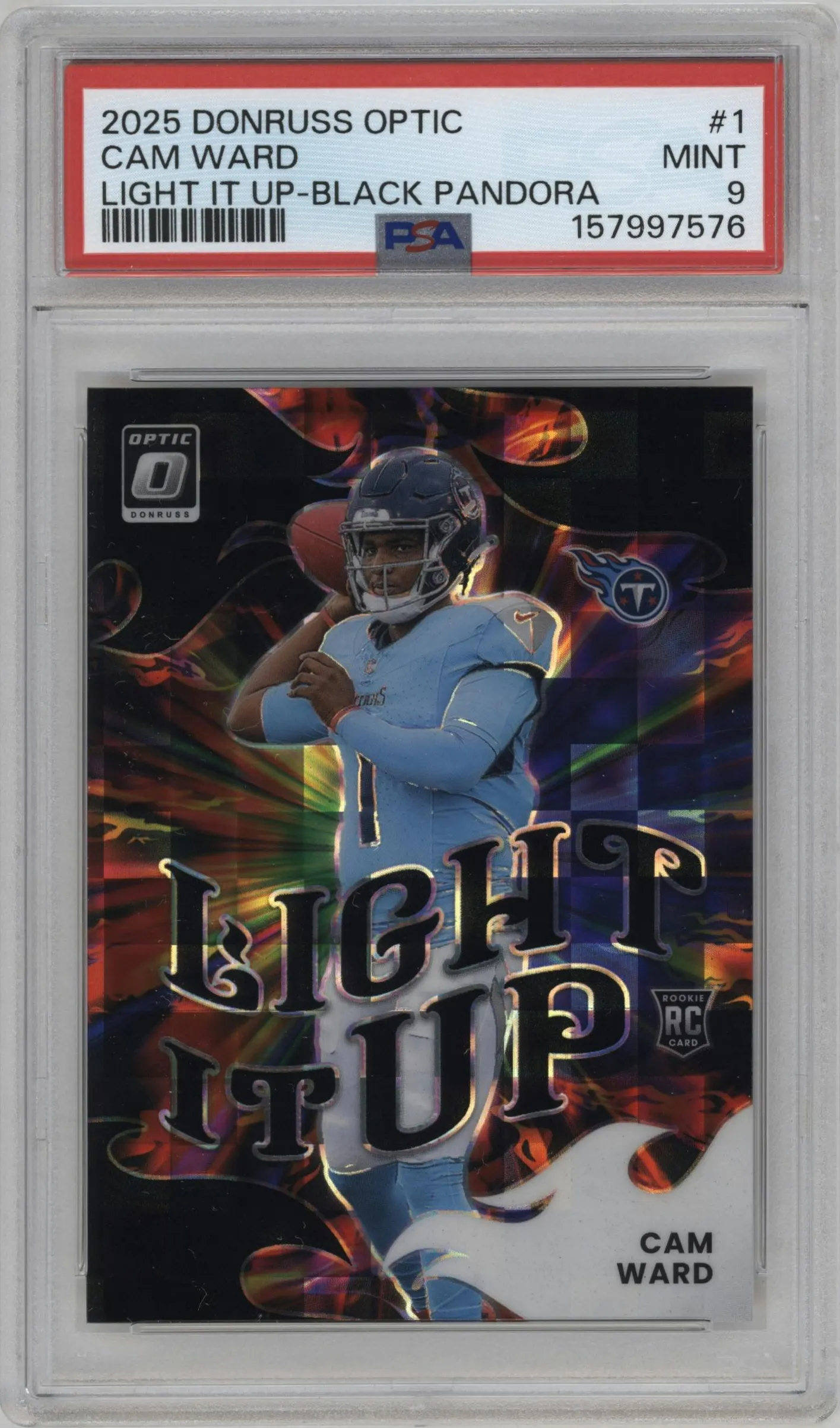 2025 Donruss Optic Light It Up Cam Ward Black Pandora PSA 9