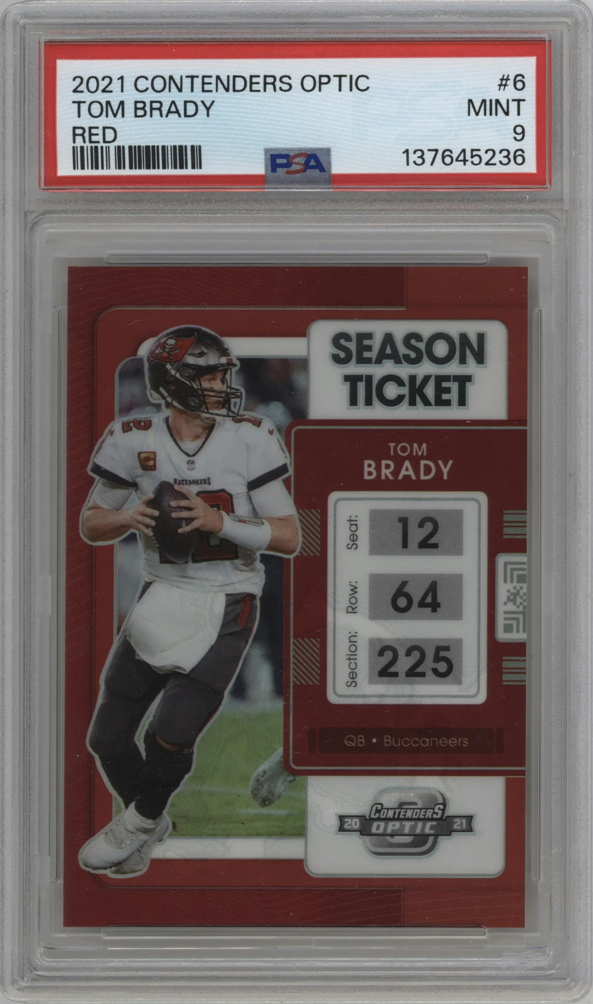 2021 Panini Contenders Optic Tom Brady Red #6 PSA 9
