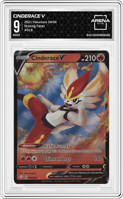 2021 Pokemon SWSH Shining Fates Cinderace V #018 ARENA CLUB 9