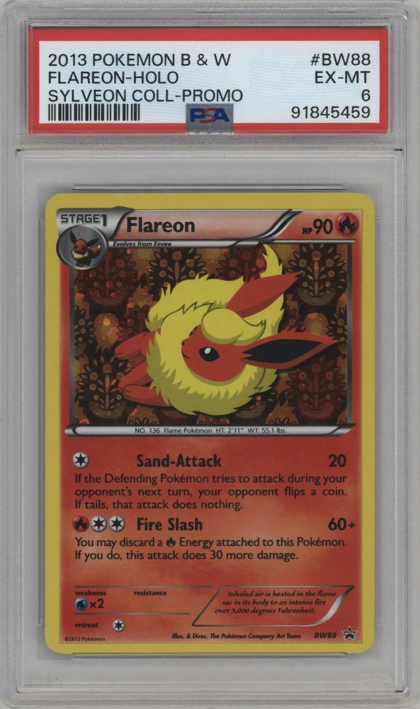 2013 Pokemon B&W Flareon Sylveon Collection Box #BW88 PSA 6