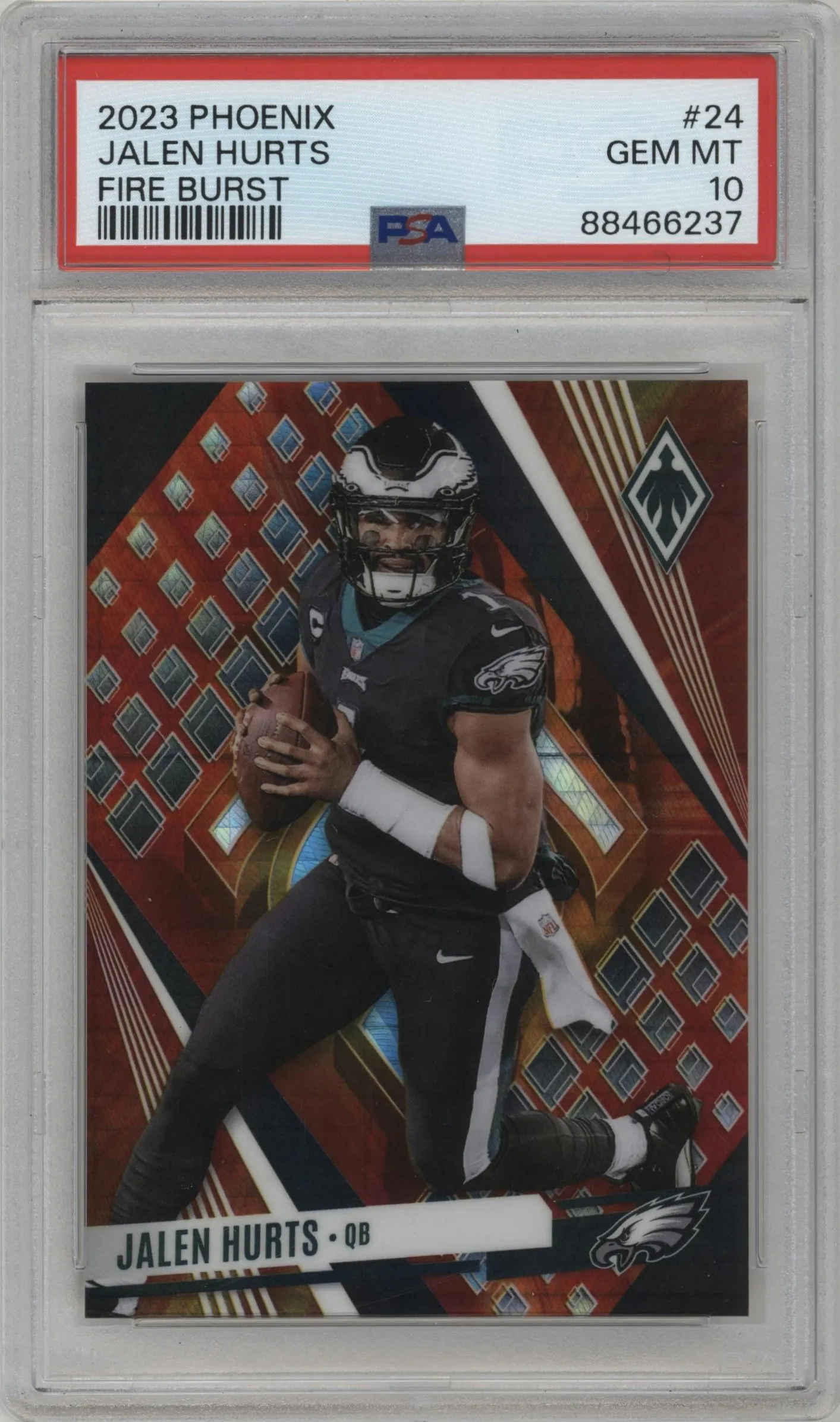 2023 Panini Phoenix Jalen Hurts Fire Burst #24 PSA 10
