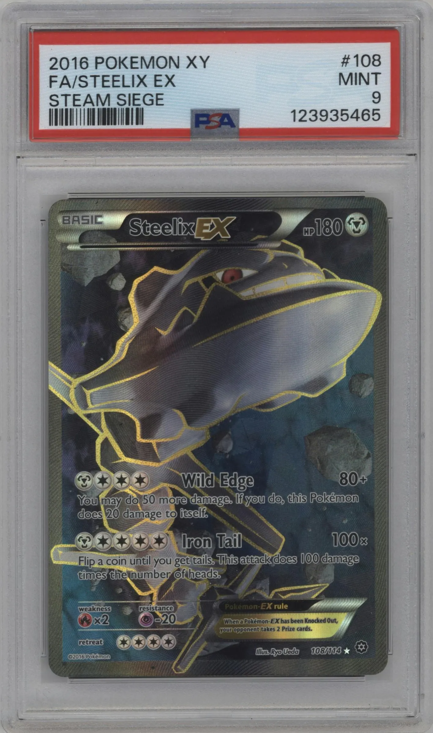 2016 Pokemon XY Steam Siege Steelix EX #108 PSA 9