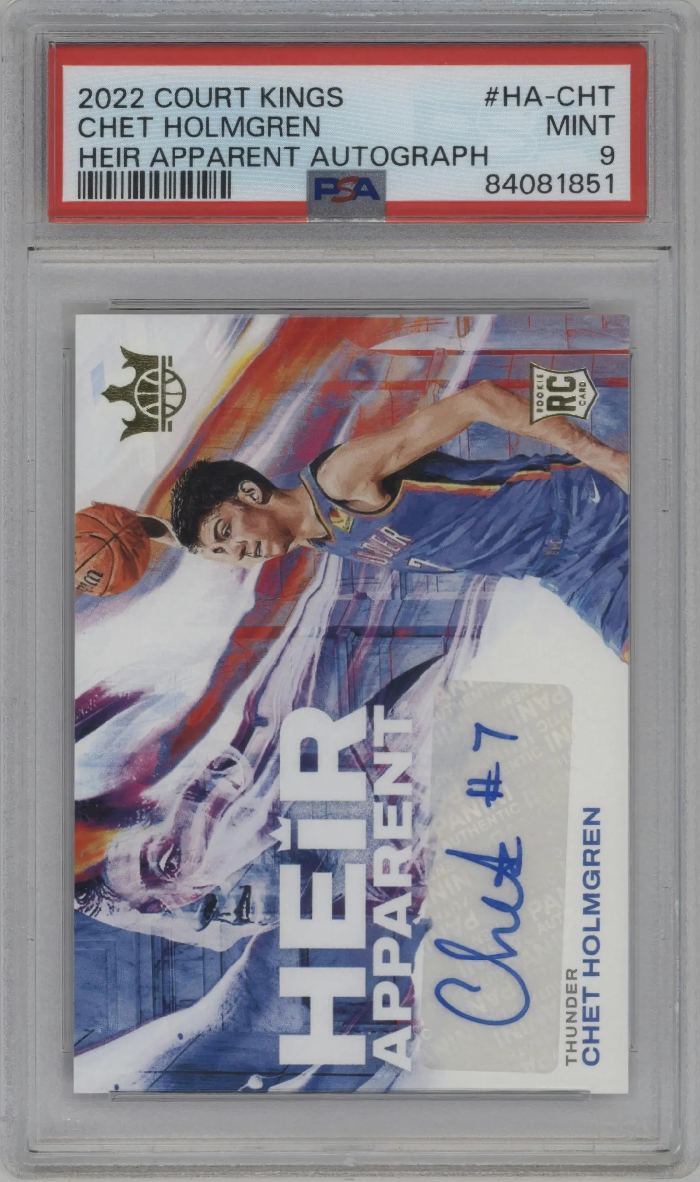 2022 Panini Court Kings Heir Apparent Auto Chet Holmgren #HA-CHT PSA 9