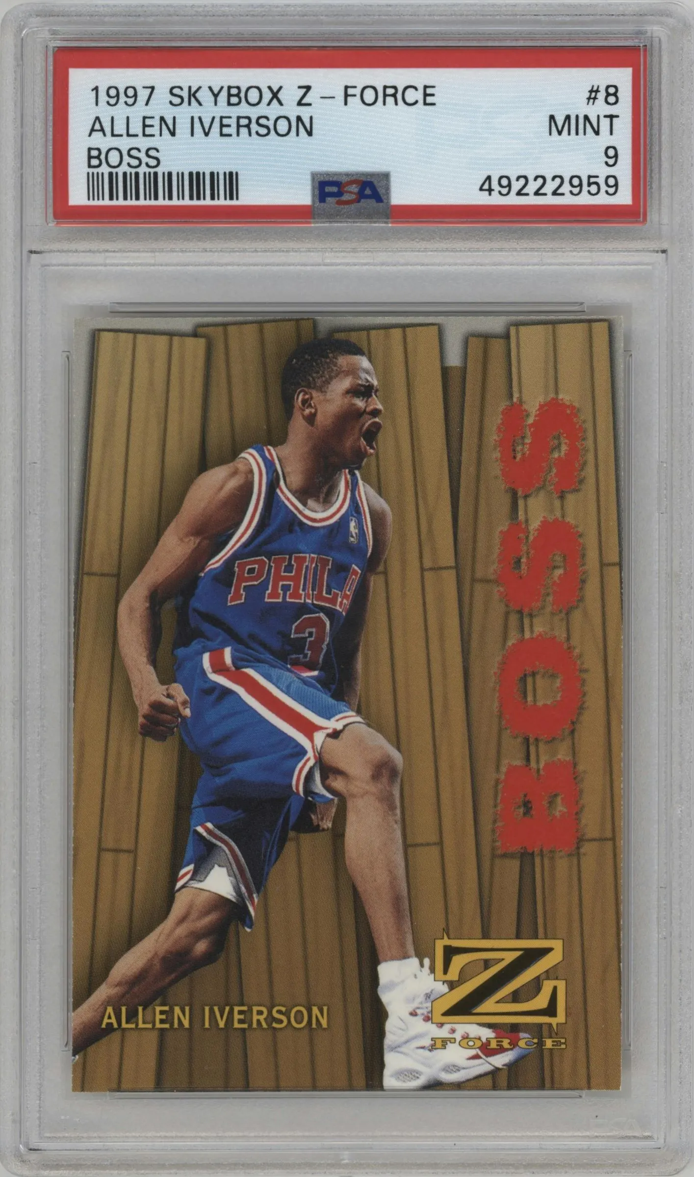1997 Skybox Z-Force Boss Allen Iverson #8/B PSA 9
