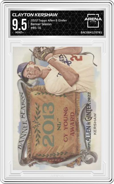 2022 Topps Allen & Ginter Banner Season Clayton Kershaw #BS-31 ARENA CLUB 9.5