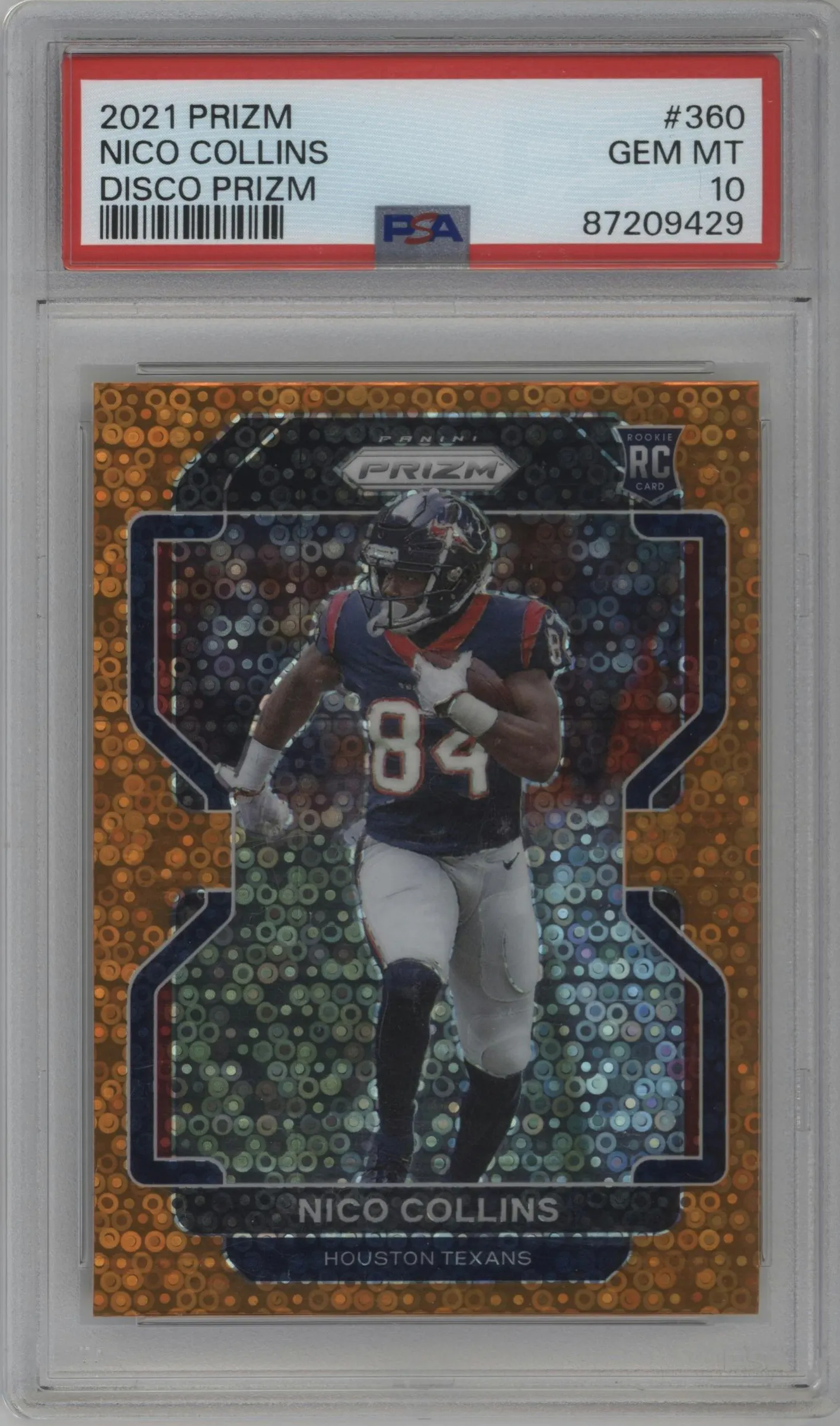 2021 Panini Prizm Nico Collins Disco #360 PSA 10