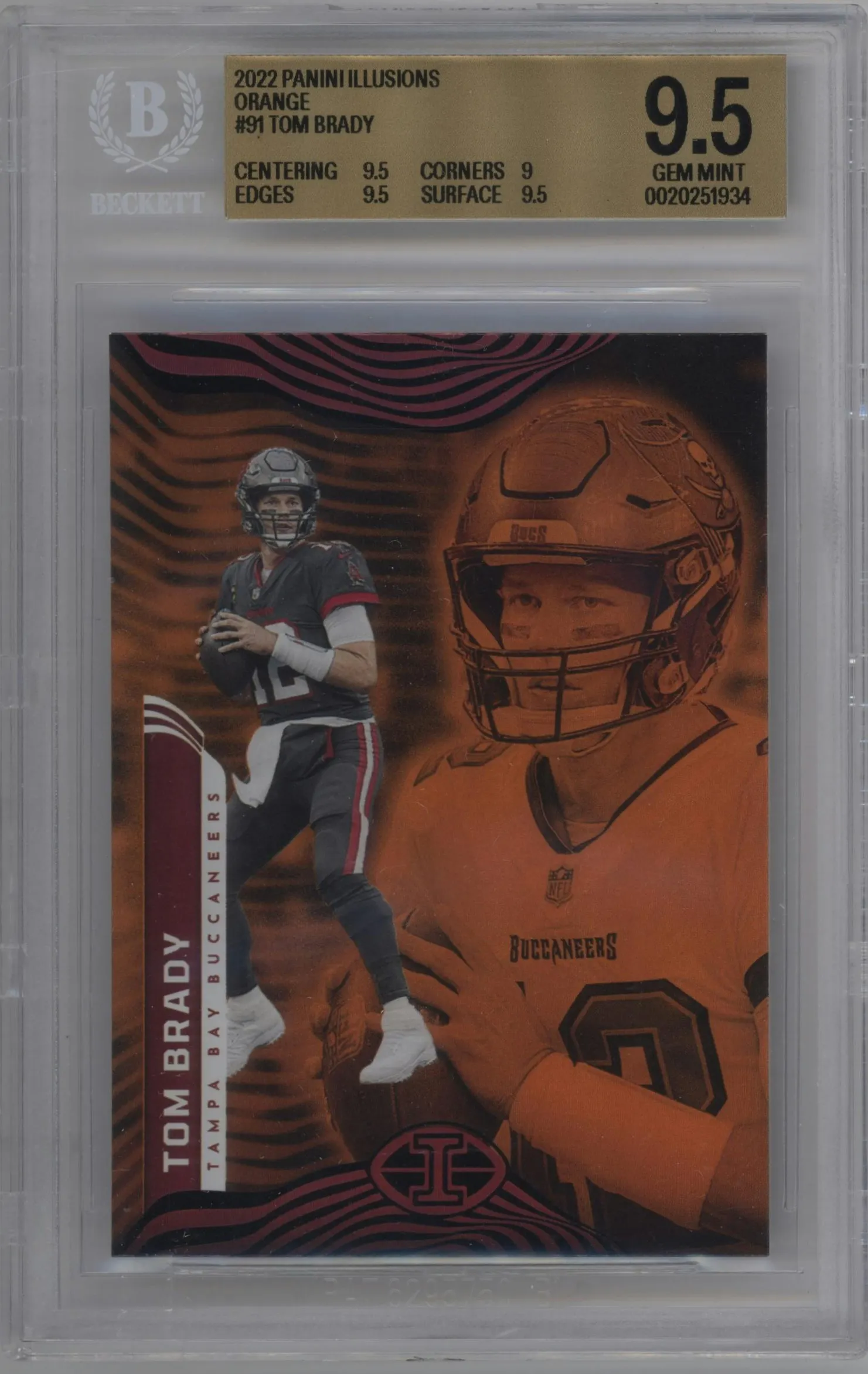 2022 Panini Illusions Tom Brady Trophy Collection Orange BGS 9.5