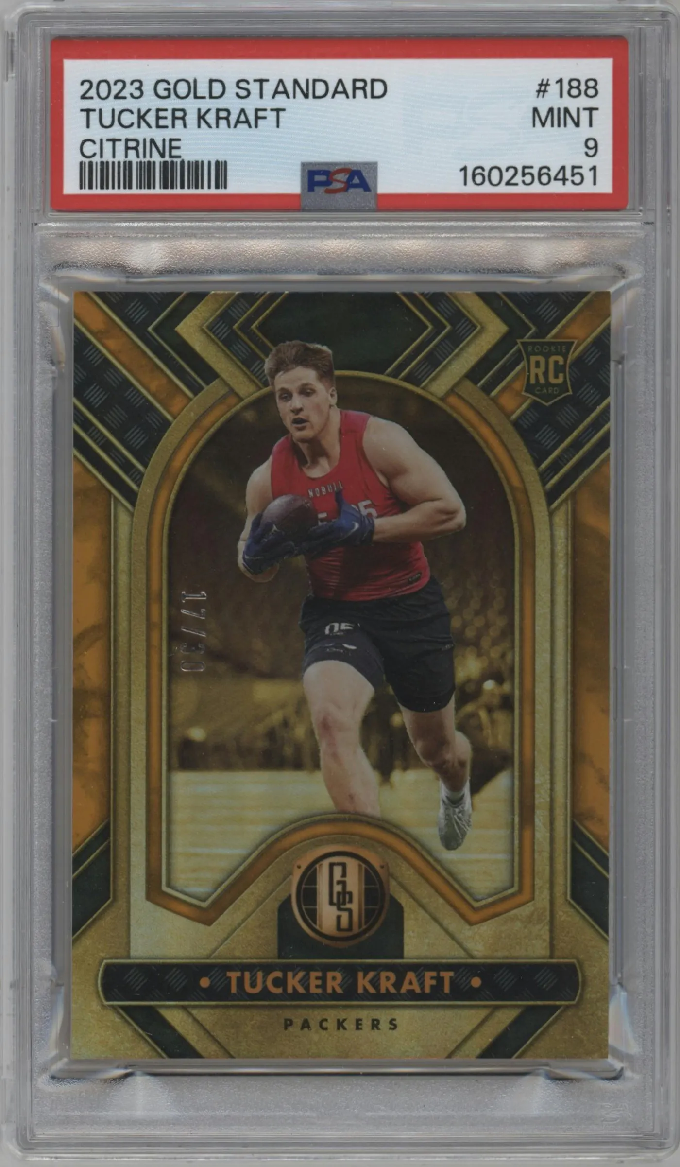 2023 Panini Gold Standard Tucker Kraft Citrine #188 PSA 9