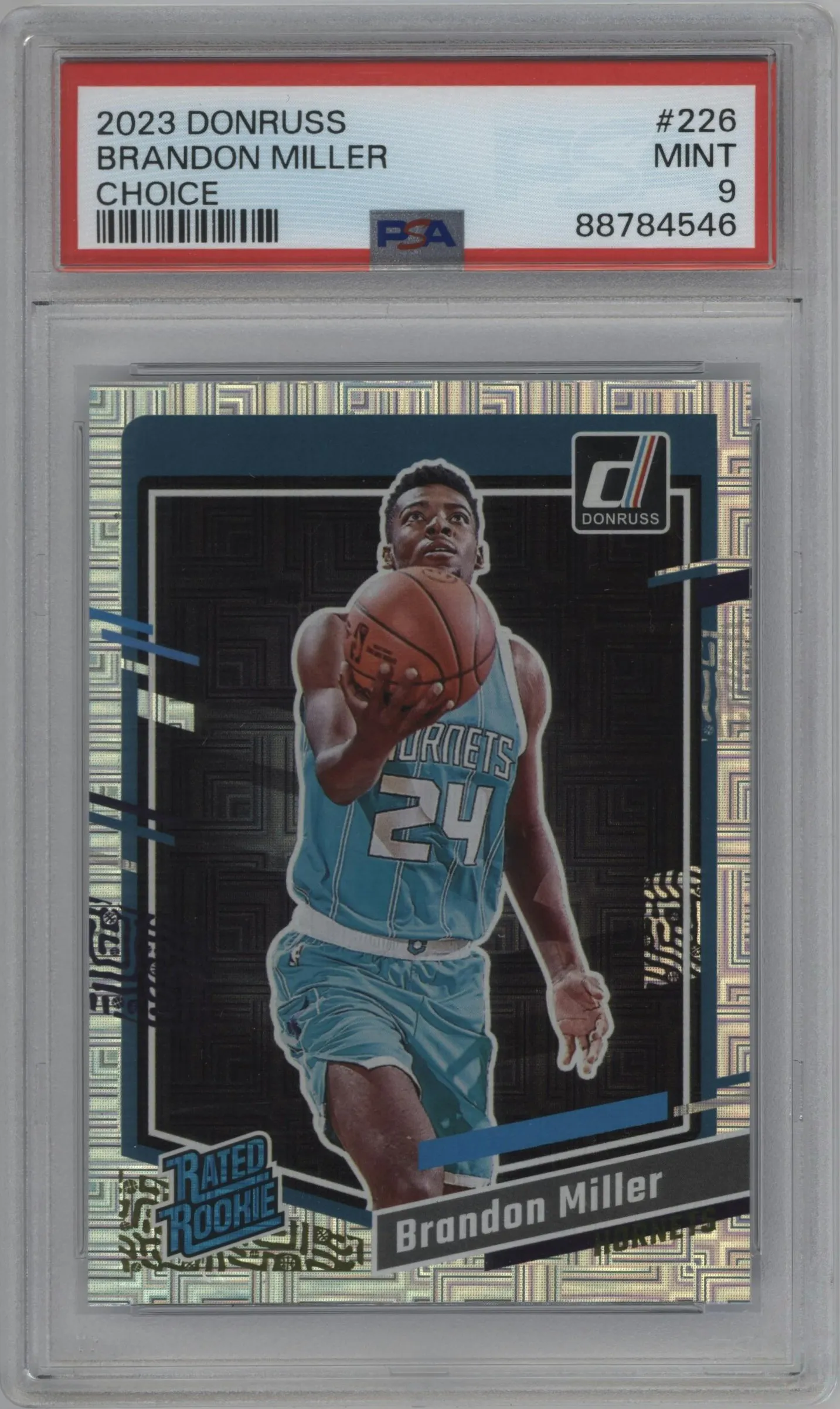 2023 Panini Donruss Rated Rookie Brandon Miller Choice #226 PSA 9