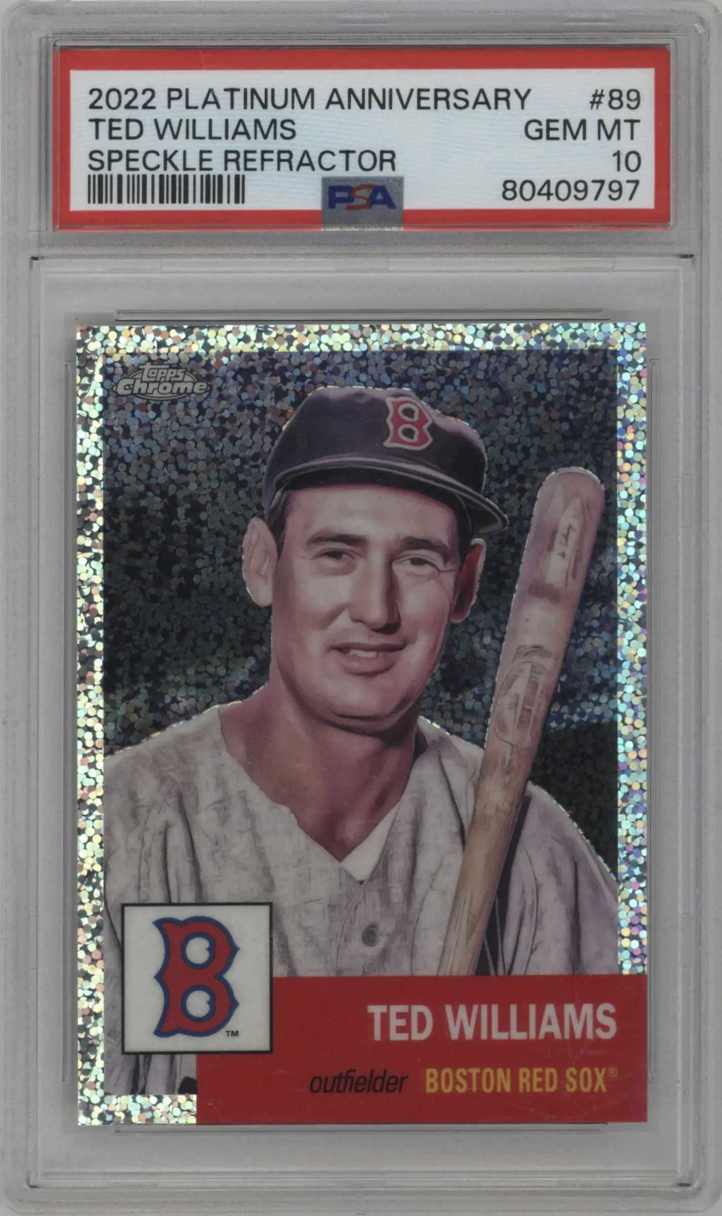 2022 Topps Chrome Platinum Anniversary Ted Williams Speckle Refractor #89 PSA 10