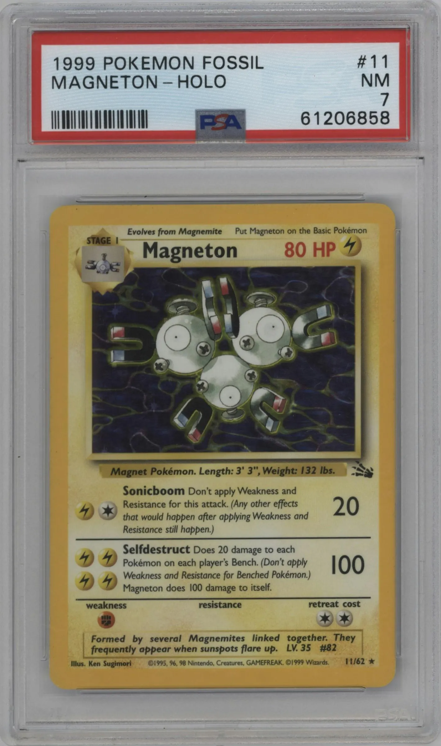1999 Pokemon Fossil Magneton #11 PSA 7