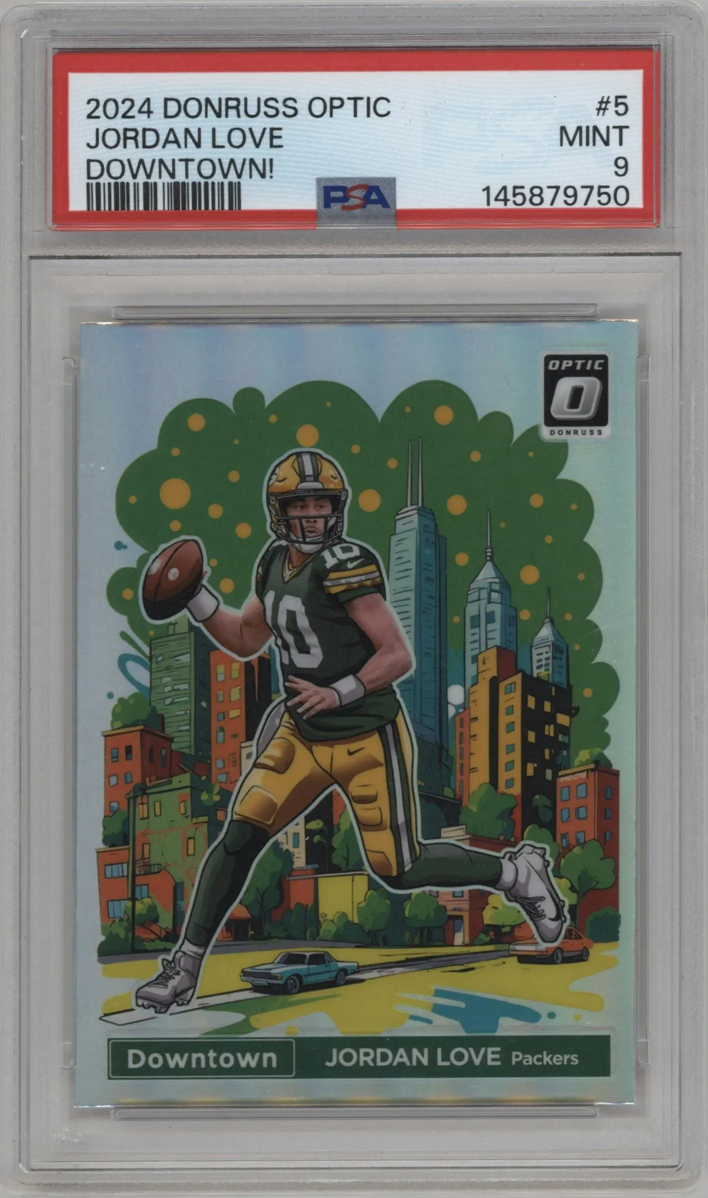 2024 Donruss Optic Downtown! Jordan Love #5 PSA 9