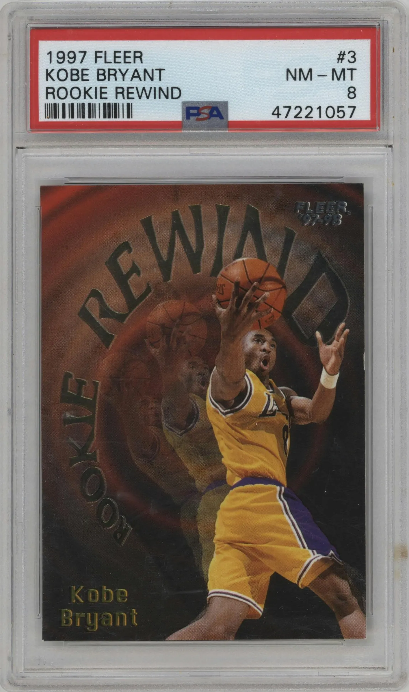 1997 Fleer Rookie Rewind Kobe Bryant #3 PSA 8