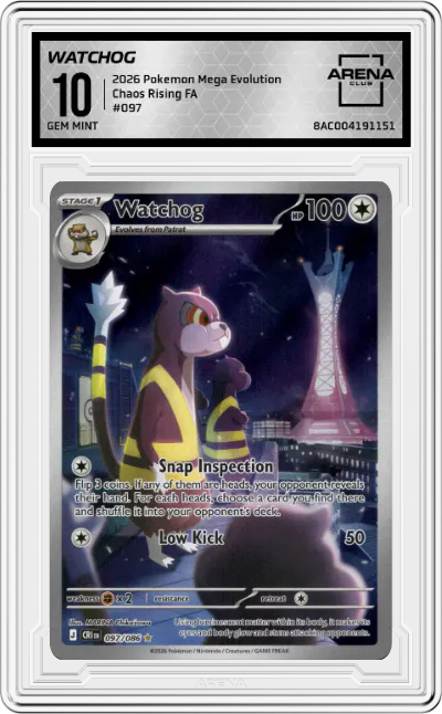 2026 Pokemon Mega Evolution Chaos Rising Watchog #097 ARENA CLUB 10