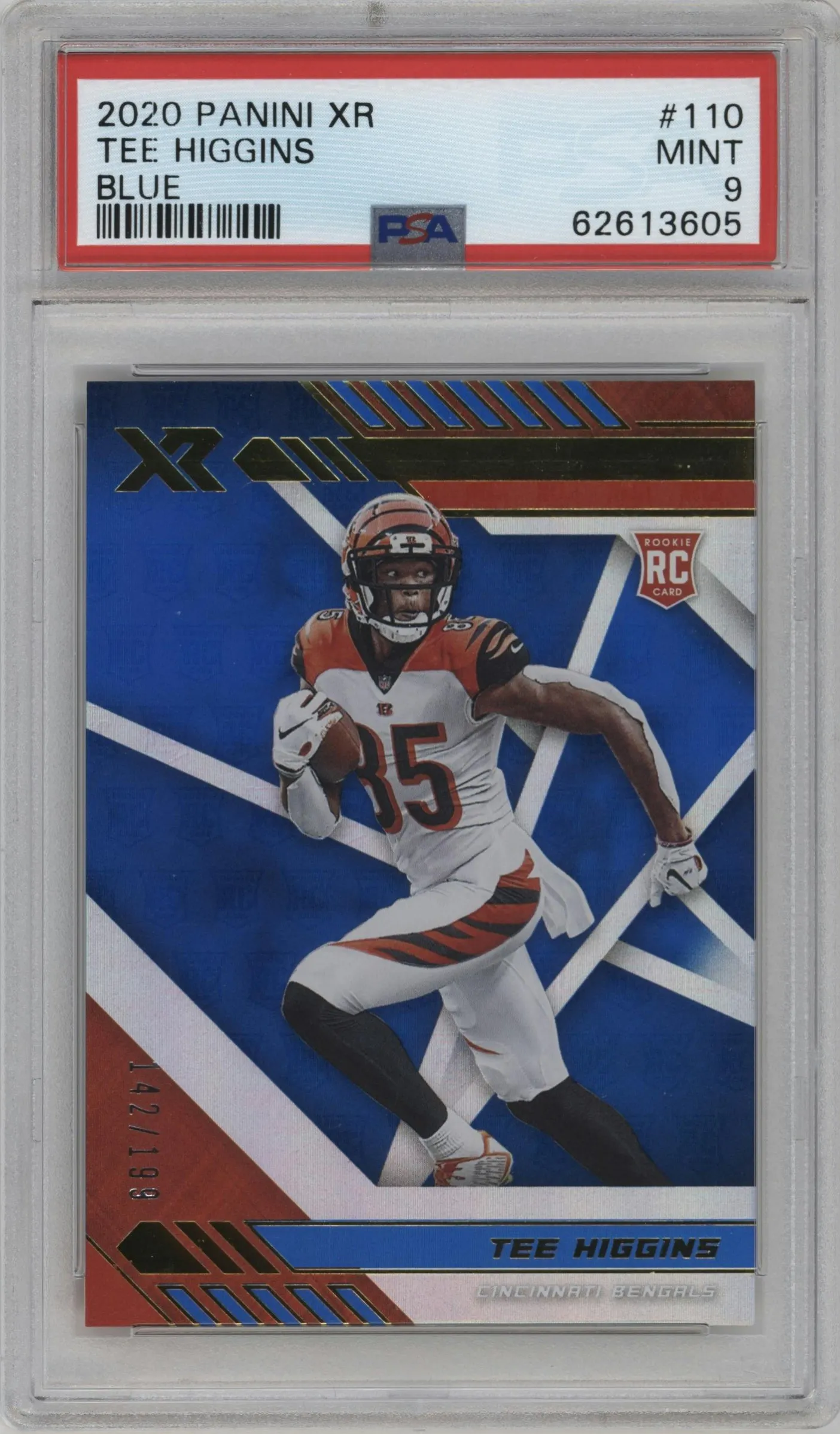 2020 Panini XR Tee Higgins Blue #110 PSA 9