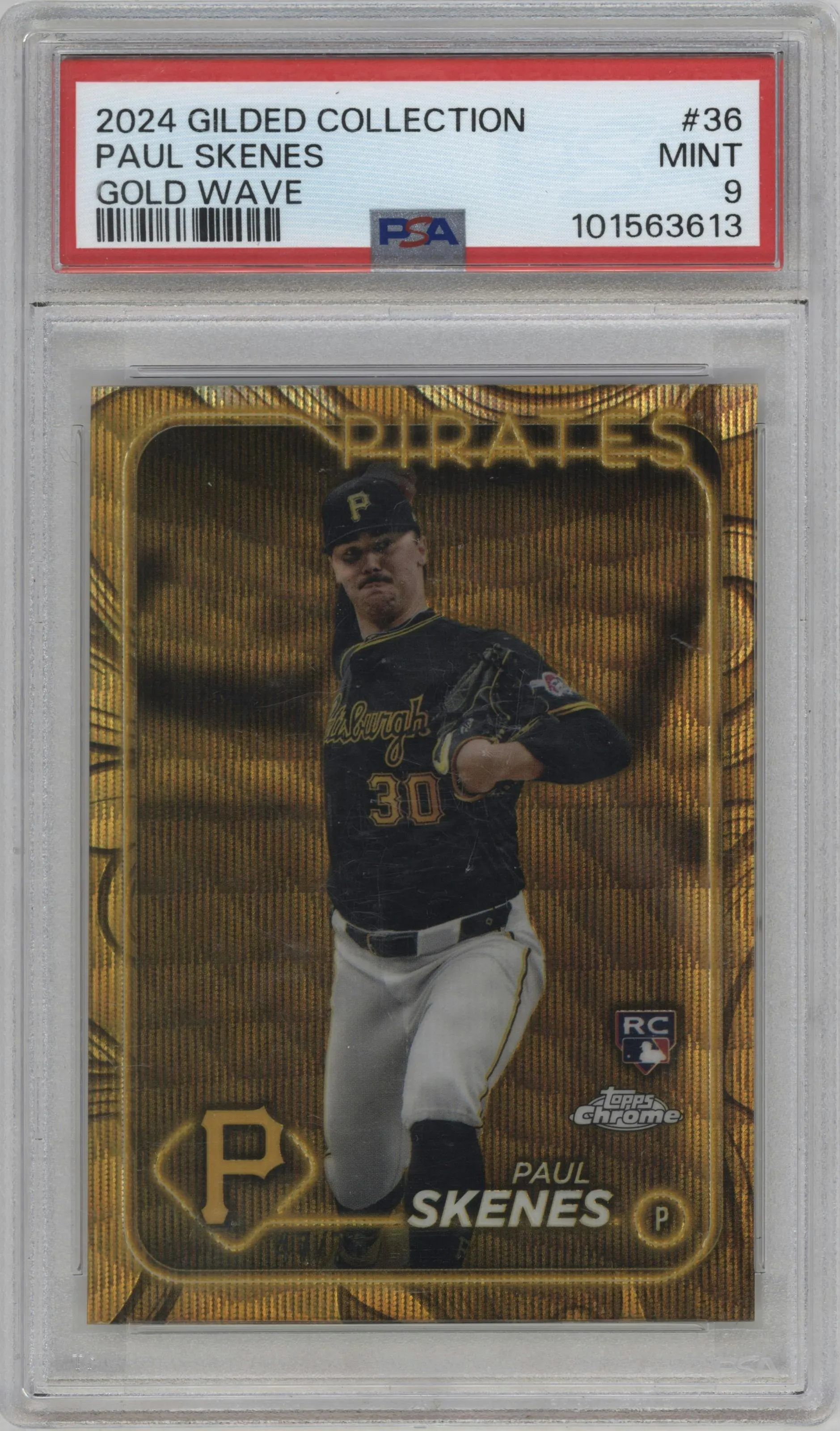 2024 Topps Gilded Collection Paul Skenes Gold Wave Refractor #36 PSA 9
